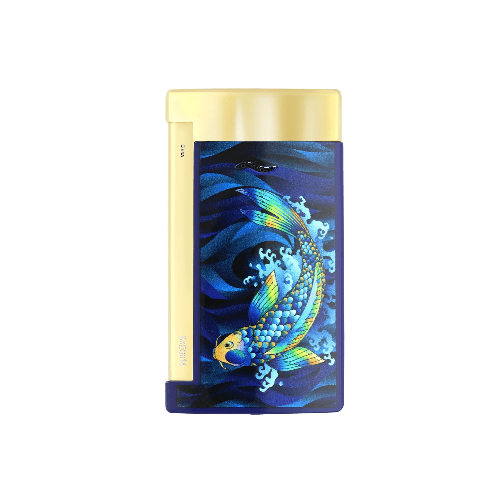 S.T. Dupont Slim 7 Koi Fish Gold Plated Luxury Lighter - Premium Windproof Butane Flame for Cigars, Candles & Outdoor Use