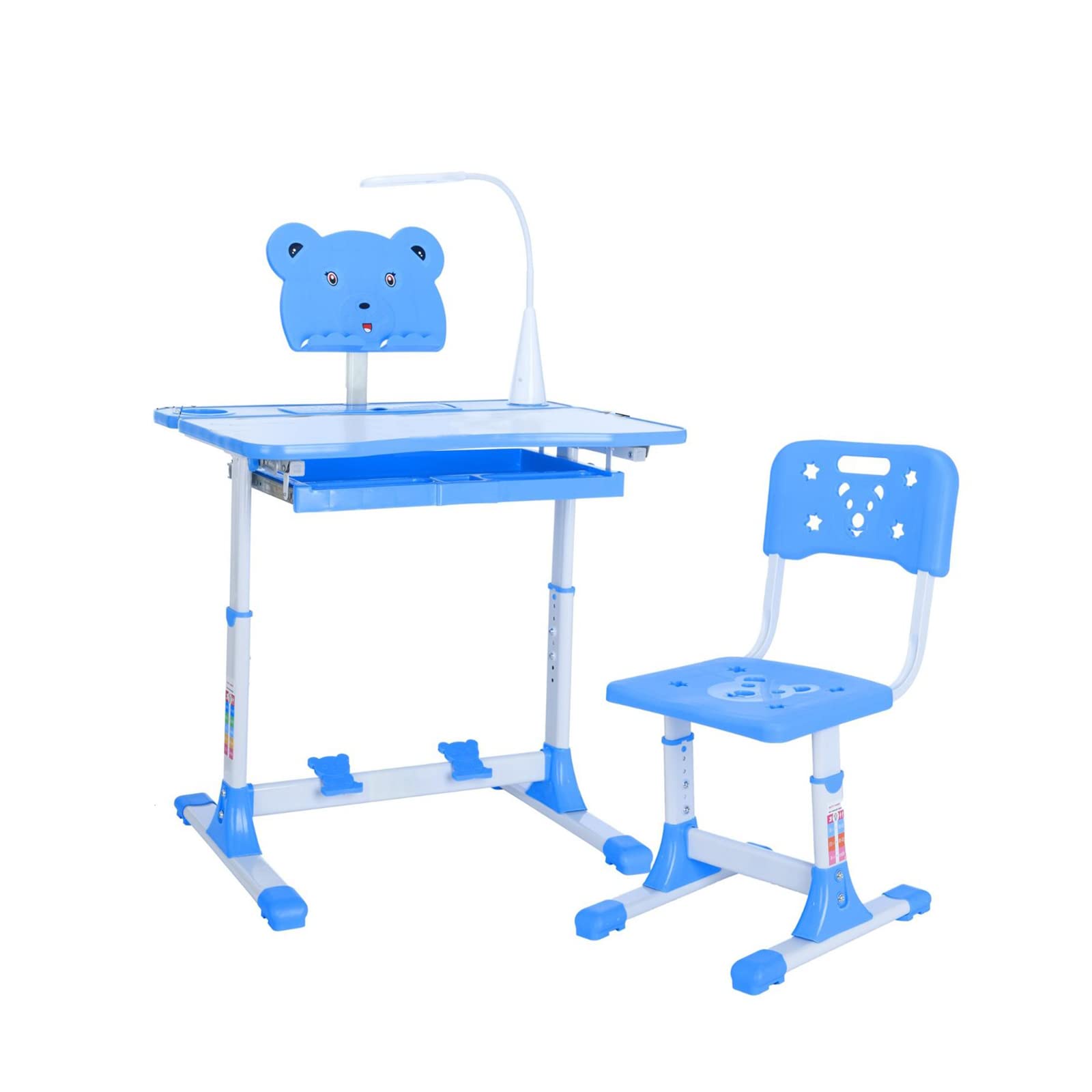 Adjustable Kids Desk and Chair Set with Bookshelf - Ergonomic Study Writing Table for Children Ages 3-12 - Includes 3-Stage LED Light for Home Learning & Homework Station - Perfect for Boys & Girls Bedroom or Homeschool Classroom