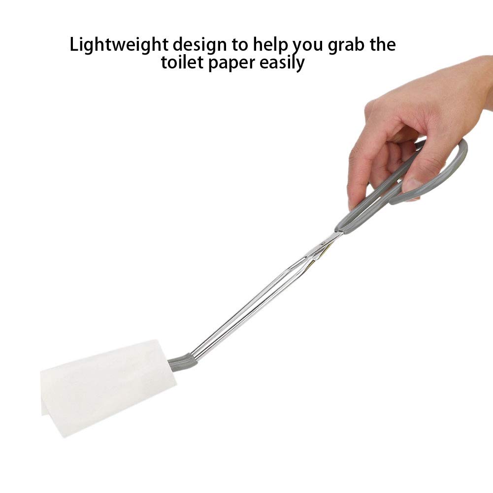 Long Handle Toilet Paper Tongs - Bathroom Wiping Aid with Lightweight Self-Wipe Assistance | Durable Paper Grabbing Clamp for Elderly & Disabled | Essential Hygiene Tool for Home & Hospital Use