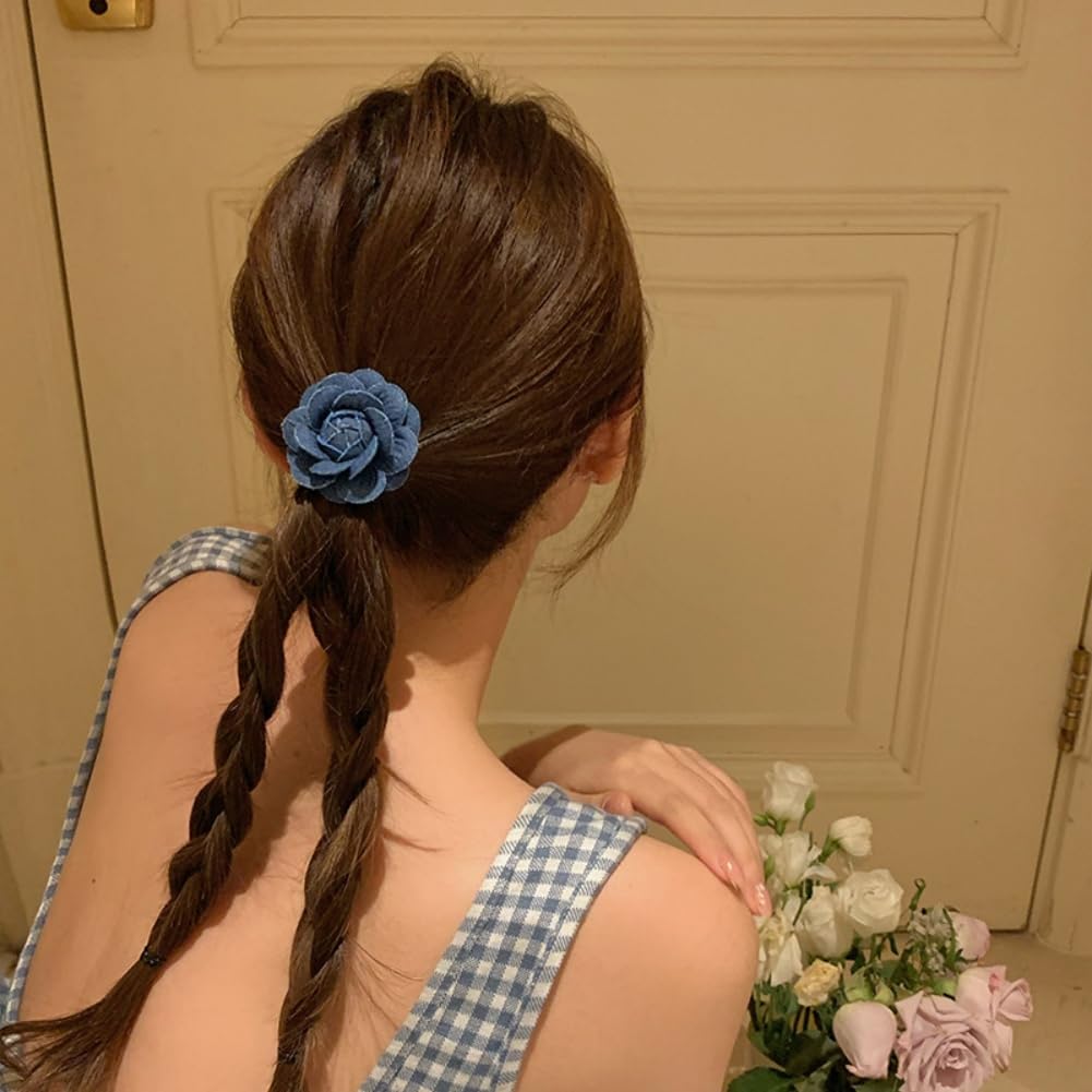 LOVEF 3-Piece Korean Style Hair Accessories Set - Cowgirl Fabric Flower Hair Rings, Hair Ropes & Rubber Bands for Women & Girls | Perfect for Western Outfits, Country Concerts & Boho Fashion