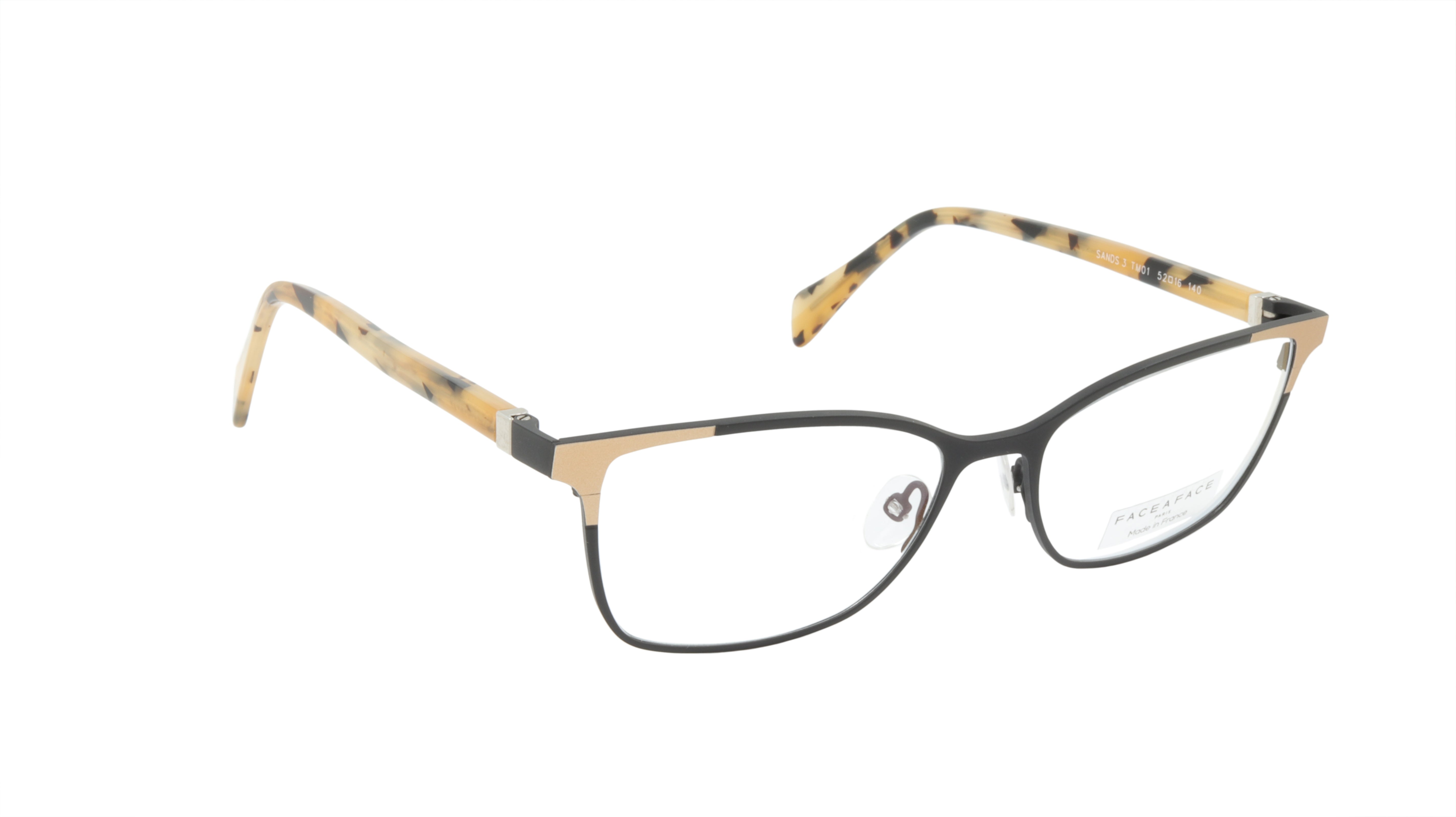 Face A Face SANDS 3 TM01 Acetate & Metal Eyeglasses Frame - Matte Black Satin Finish | Stylish Unisex Optical Glasses for Work, Reading & Everyday Wear