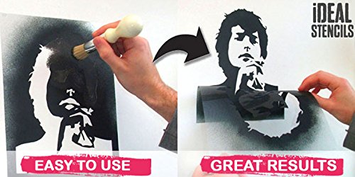 Jimmy Page Led Zeppelin Stencil - Reusable Wall Art Template for DIY Home Decor (17x23cm) | Perfect for Painting on Walls, Fabric, Furniture & More - Rock Music Fan Gift & Bedroom Decoration Idea