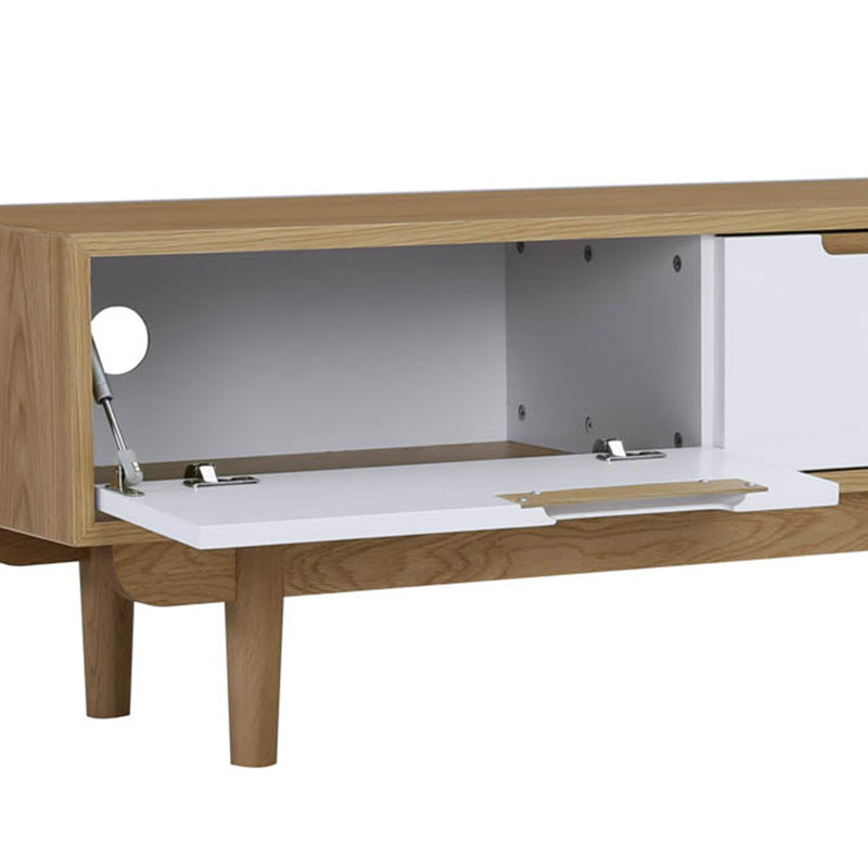 NAKULA 185.5cm Entertainment TV Stand with Storage - Natural & White Modern TV Console for Living Room - Perfect for Home Theater Setup & Living Room Organization