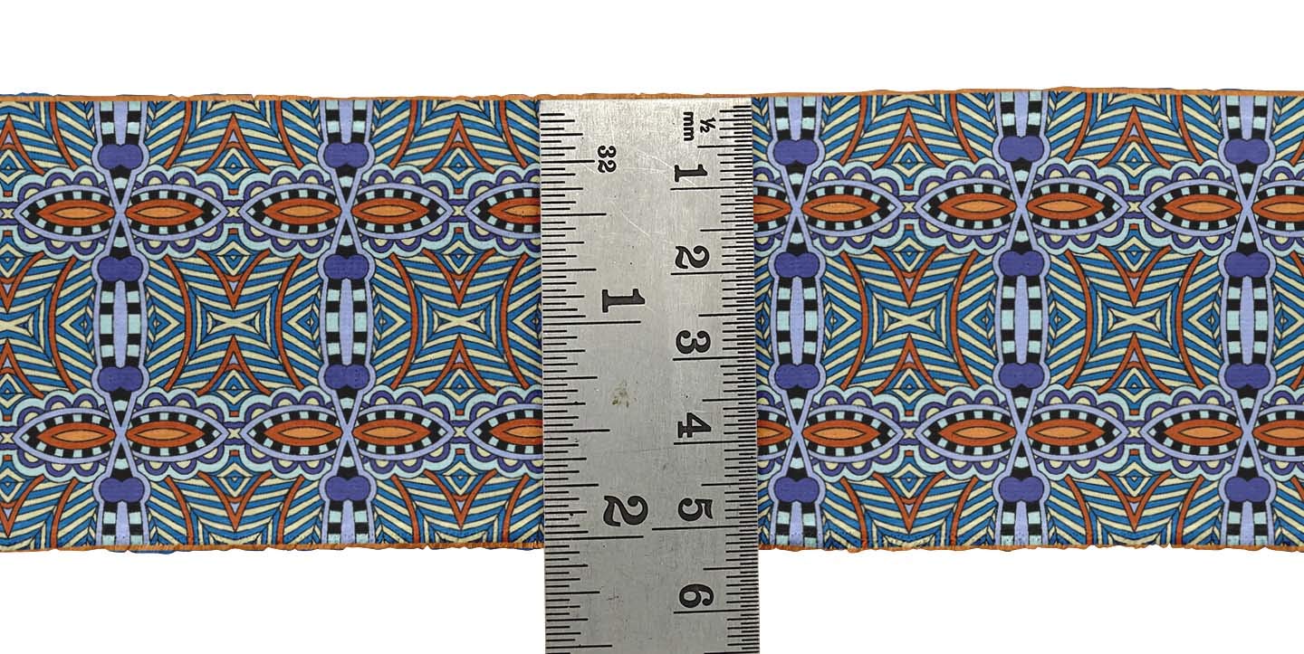 Blue Stripe & Paisley Ethnic Ribbon Trim Tape - 3 Inch Wide Printed Velvet Fabric Lace for Sewing & Crafts (9 Yards) - Perfect for DIY Costumes, Home Decor & Scrapbooking