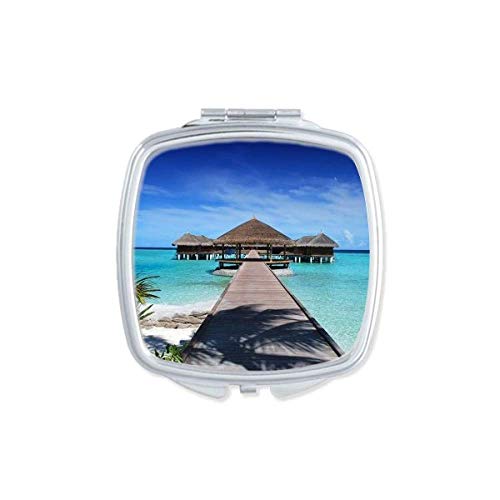 DIYthinker Ocean House Water Science Nature Picture Mirror - Portable Compact Pocket Makeup Mirror with Double Sided Glass for Travel, Home Vanity & Gift Ideas