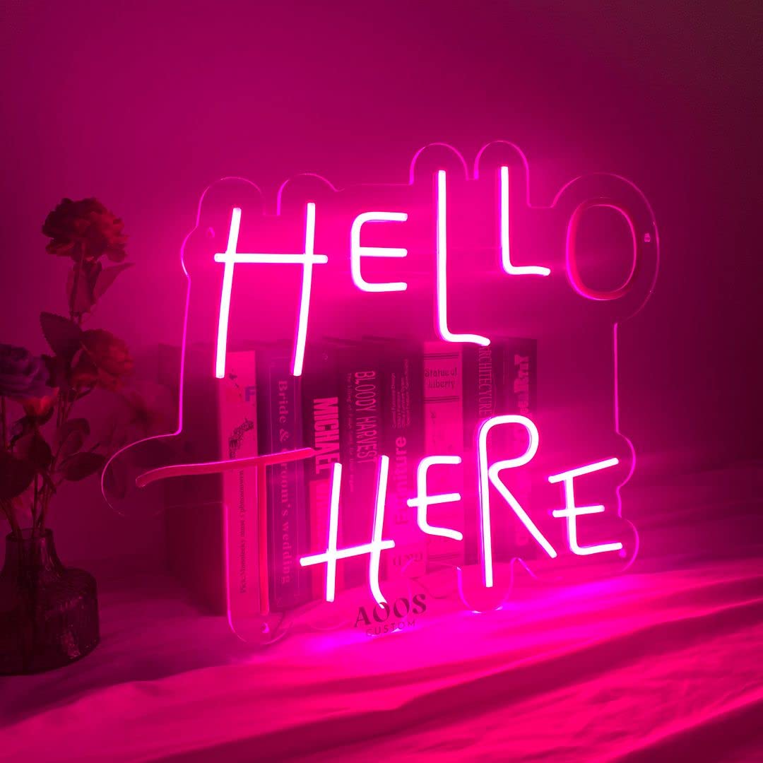 Custom Neon Signs for Room & Bedroom Decor - Aesthetic LED Wall Art for Home, Wedding, Party, Bathroom & Kitchen Lighting (Hello There Hell Here Design) - Perfect for Wall Decor, Bar Signs & Gift Ideas