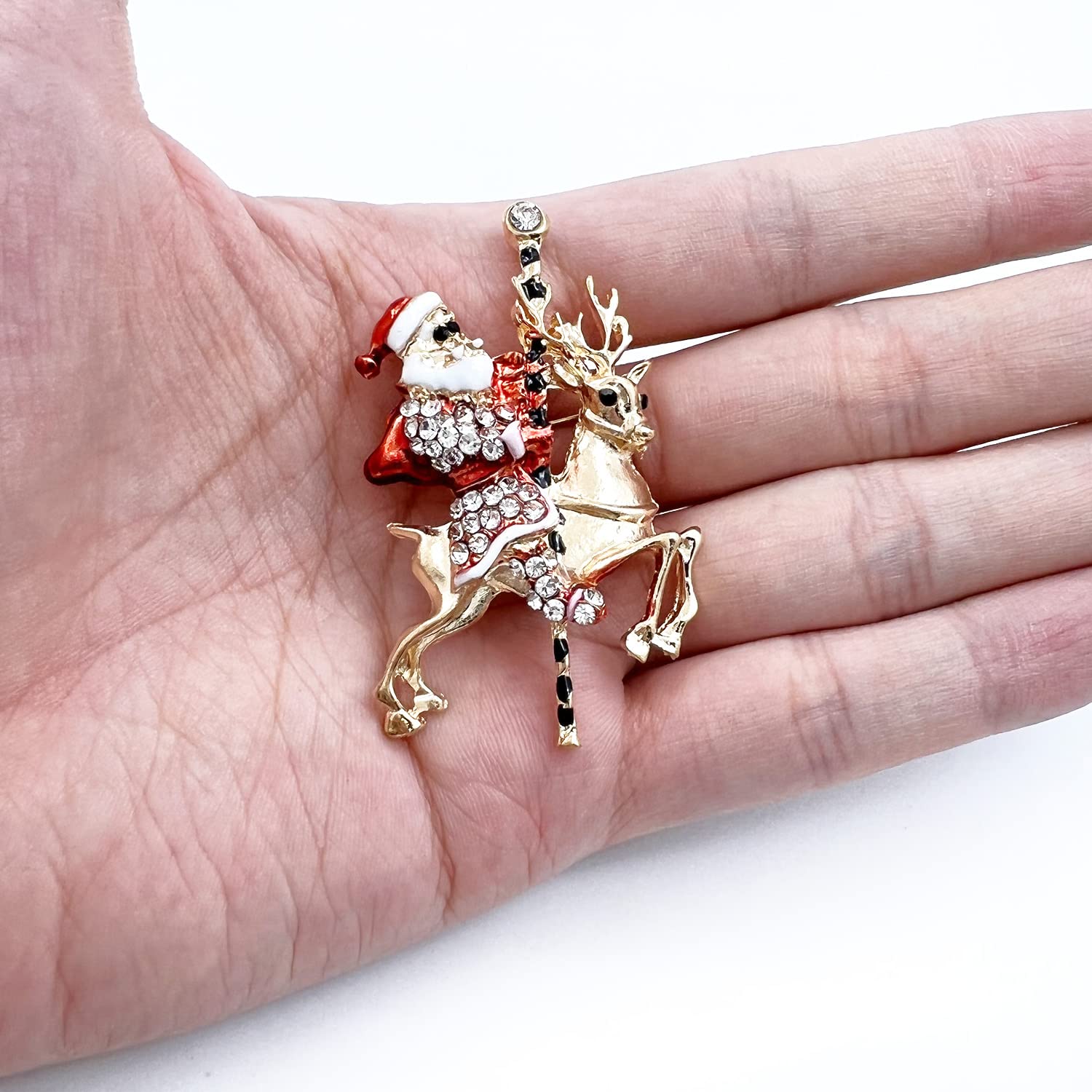 XGALBLA Christmas Brooch Pins for Women - Rhinestone Crystal Enamel Holiday Jewelry Gift Set for Girls, Party, Christmas Tree Decoration & Festive Outfit Accessories