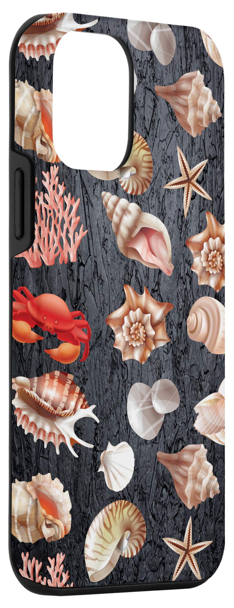 iPhone 12 Mini Phone Case - Premium Seashell Design with Black Stones | Slim Protective Cover | Perfect for Beach Vacations, Summer Outings & Everyday Use