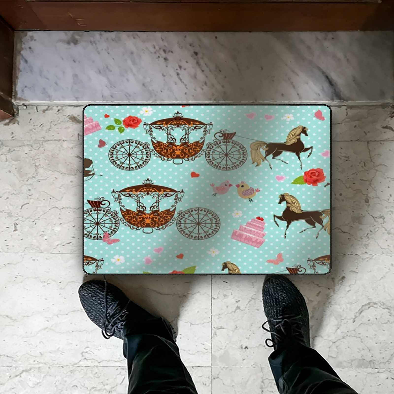 Non-Slip Soft Absorbent Bath Mat - Microfiber Bathroom Rug with Cute Horse Design, 31x20 Inch, Washable Shower Mat for Bathroom, Entryway & Standing Comfort - Perfect for Kids' Rooms, Guest Bathrooms & Spa-Like Showers