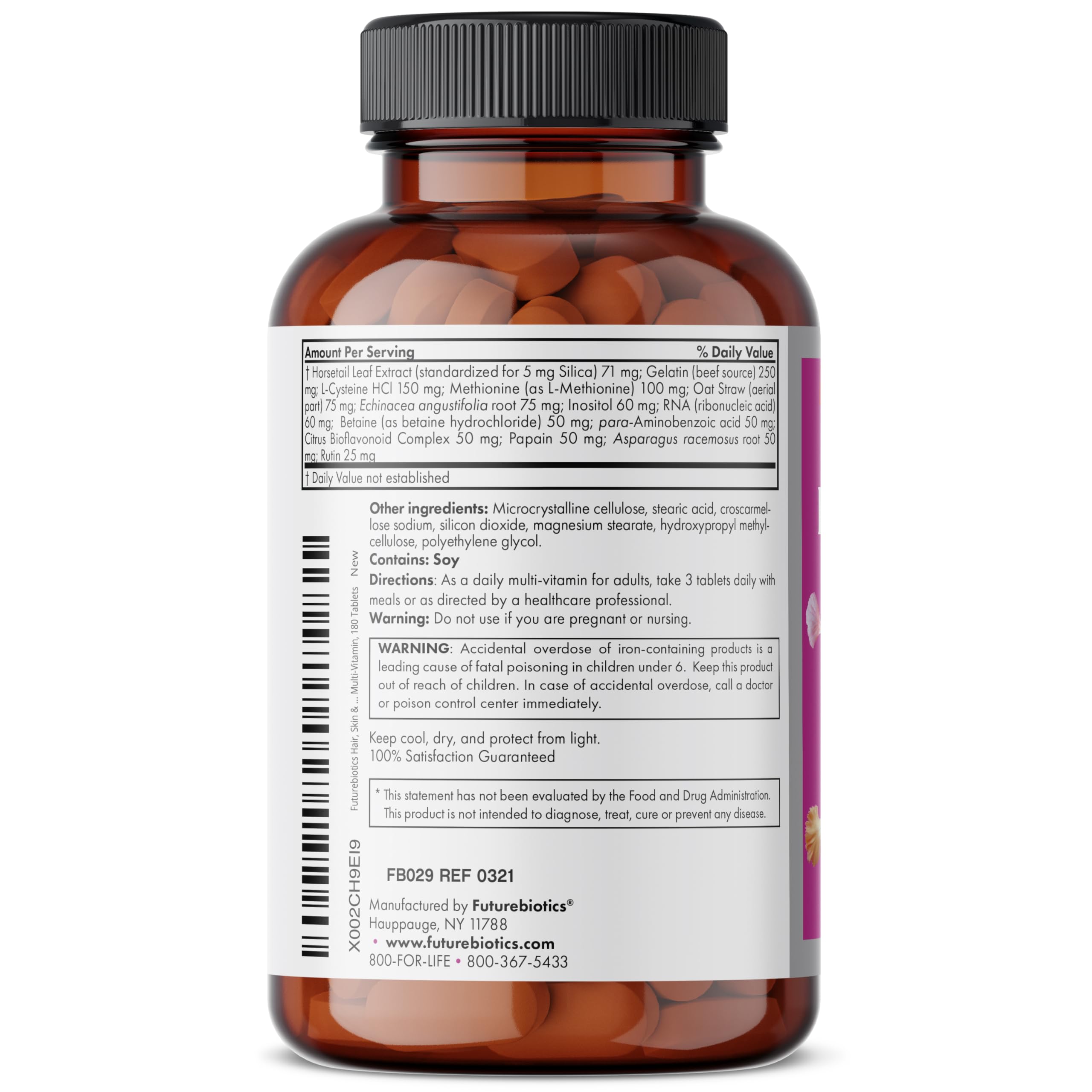 Futurebiotics Hair, Skin & Nails Beauty Multivitamin with Biotin - 180 Tablets for Stronger Hair Growth, Healthy Nails & Glowing Skin | Daily Beauty Supplement for Women & Men | Perfect for Hair Care Routine & Nail Strength