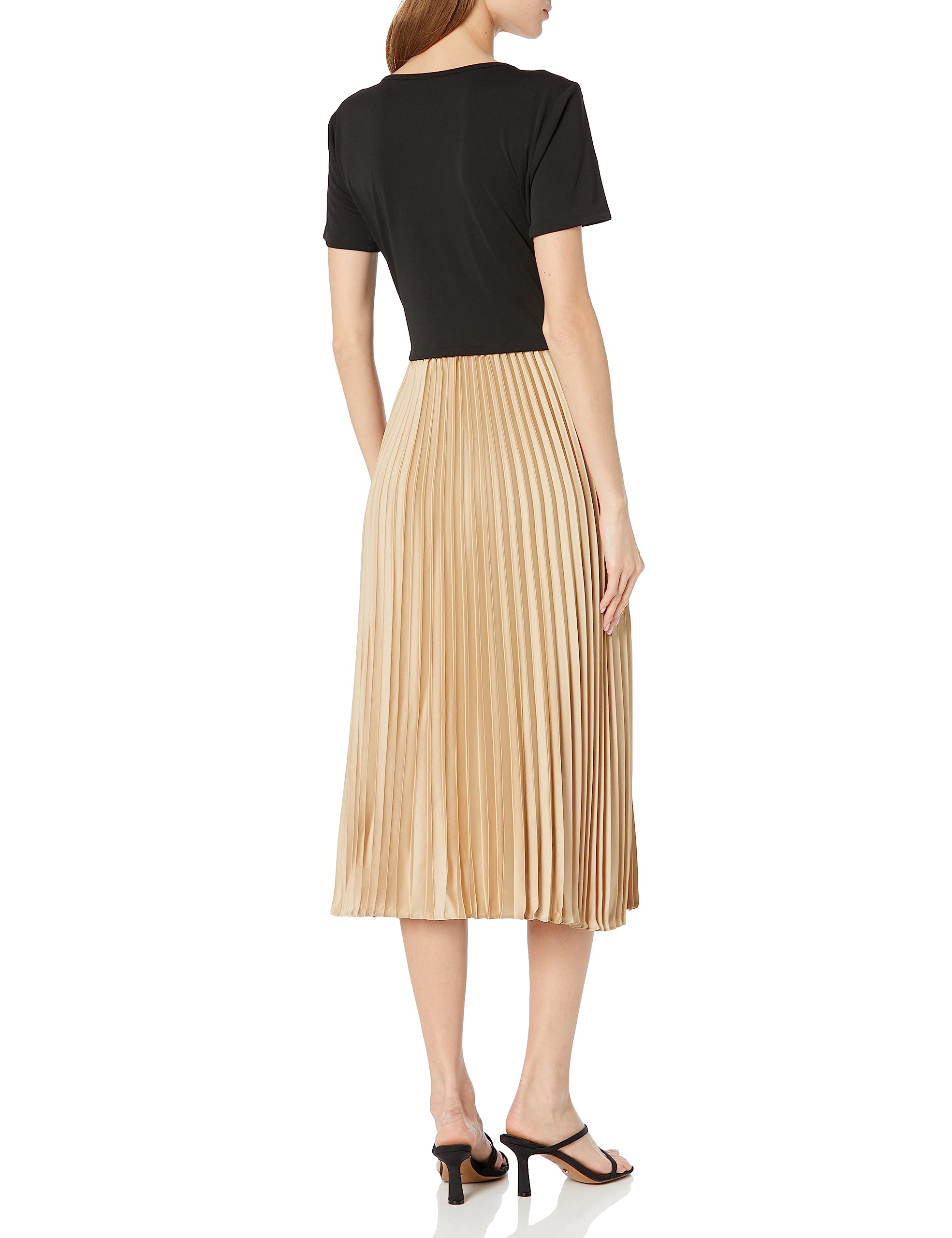 KARL LAGERFELD Women's Pleated Cut Out Dress - Elegant Sleeveless Midi Dress for Party, Wedding & Special Occasions