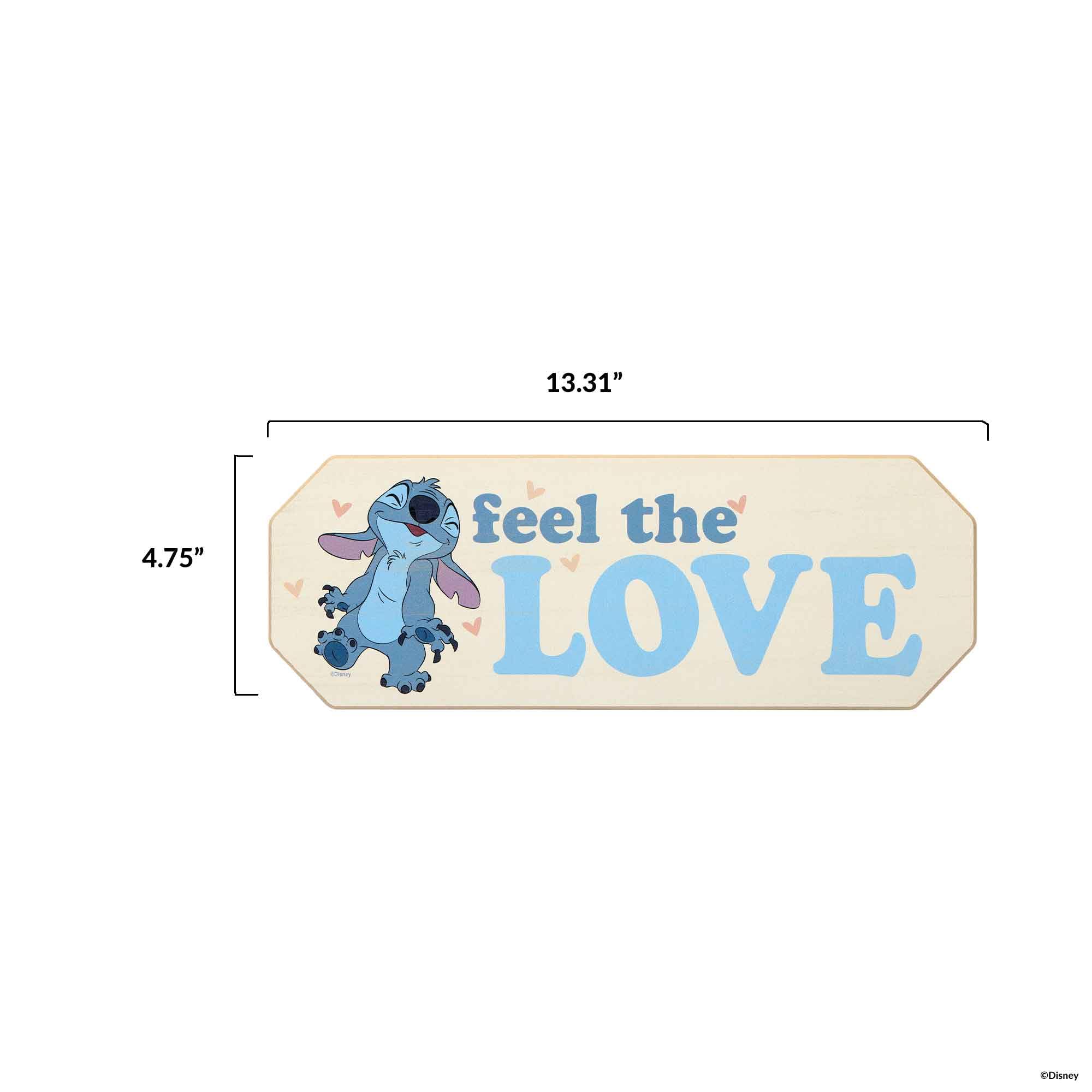 Disney Lilo & Stitch 'Feel the Love' Wooden Wall Art - Cute Stitch Themed Nursery Decor for Kids Bedroom, Playroom & Disney Fan Gifts | Perfect for Birthday Presents & Disney Themed Room Decor