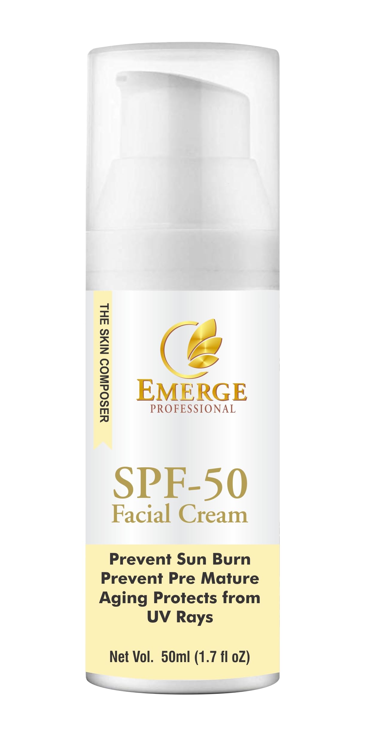 EMERGE Professional SPF-50 Sunscreen Cream for Men & Women - Daily UV Protection, Non-Greasy & Water-Resistant for Outdoor Activities, Beach & Sports