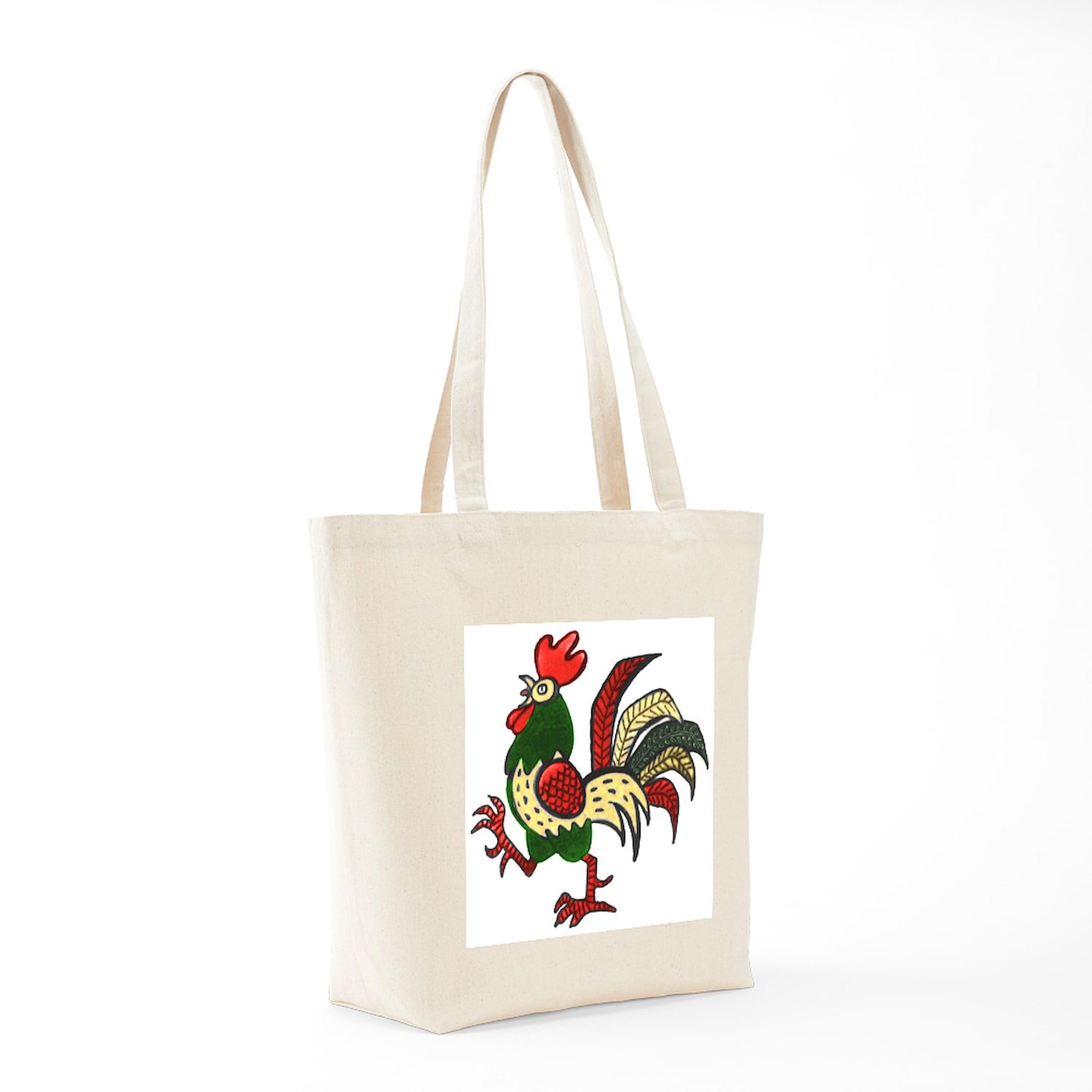 Red Rooster Canvas Tote Bag - Eco-Friendly Reusable Shopping Bag for Groceries, Beach & Farmers Market | Natural Cotton Carryall