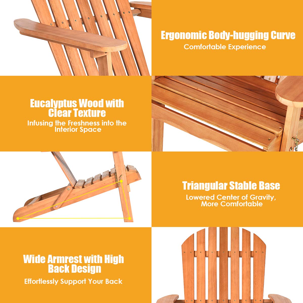**Giantex Wooden Adirondack Chair - Heavy Duty 400 lbs Capacity, Folding Outdoor Lounge Chair for Patio, Garden, Deck, Porch, Lawn & Backyard - Perfect for Relaxing by the Fire Pit or Poolside**