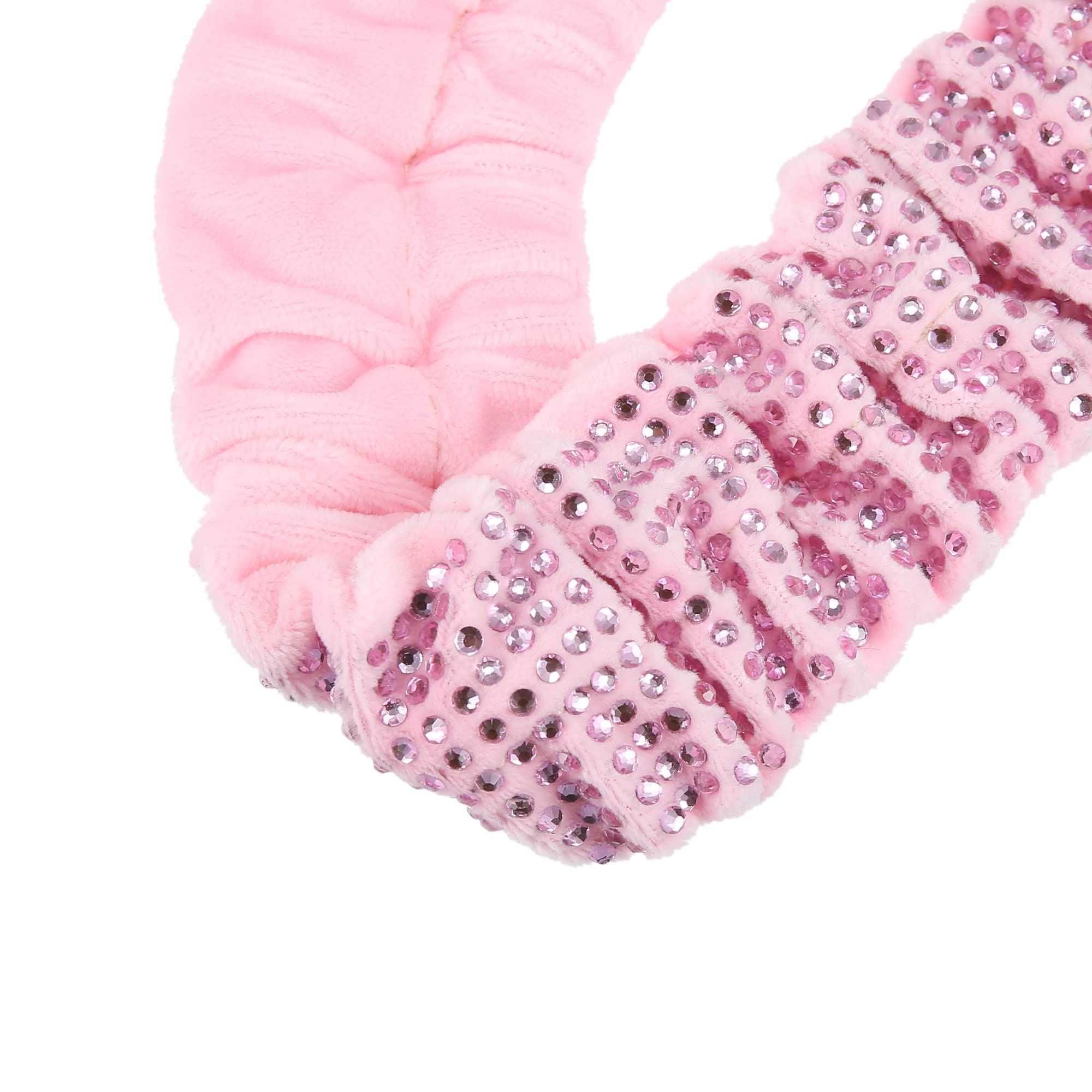 X AUTOHAUX Pink Faux Crystal Rhinestone Bow Knot Car Rear View Mirror Cover - Elegant Decorative Accessory for Women, Perfect for Daily Commute & Road Trips