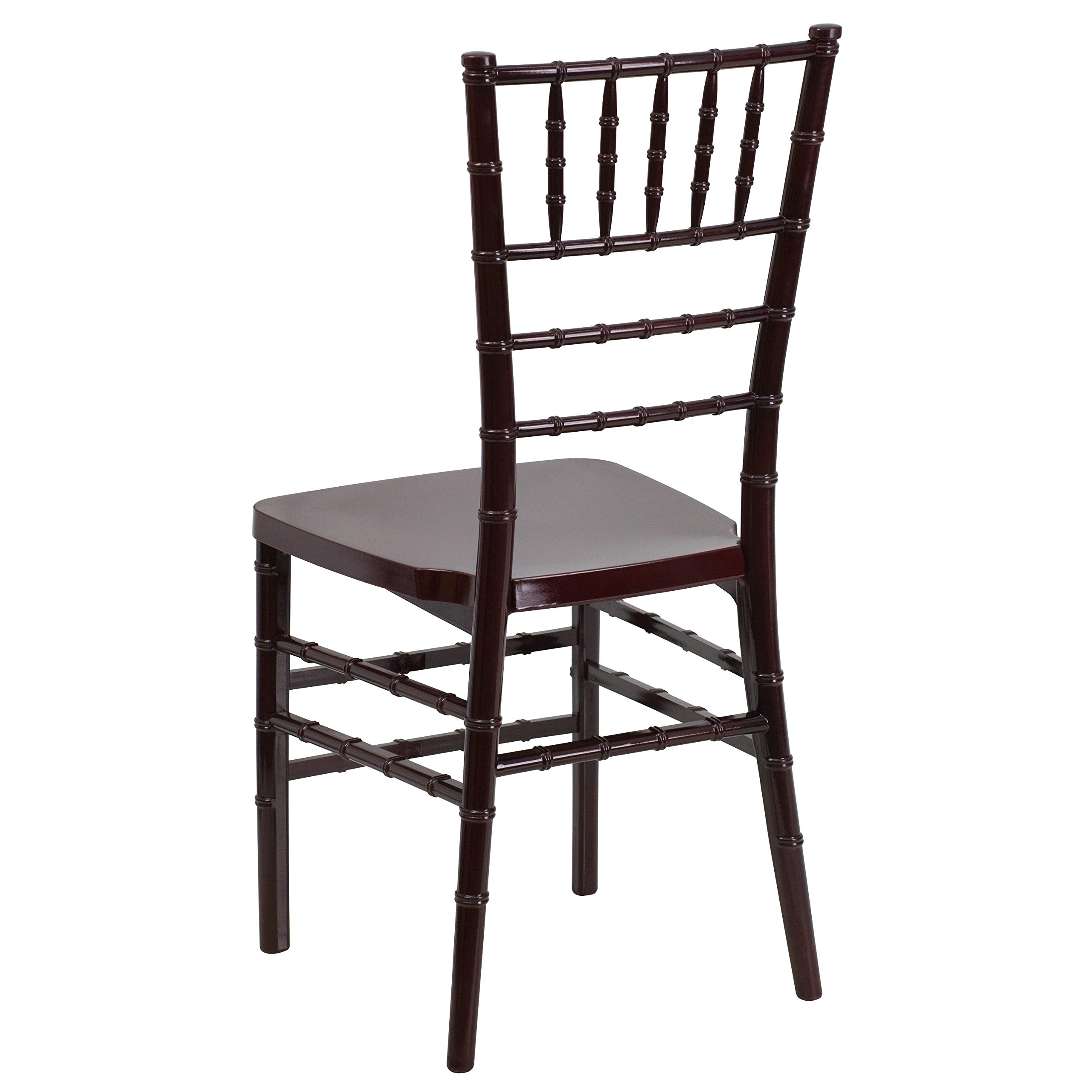 EMMA + OLIVER 2 Pack Mahogany Resin Stackable Chiavari Chairs - Elegant Banquet, Wedding & Event Furniture for Indoor/Outdoor Parties, Receptions & Dining Areas