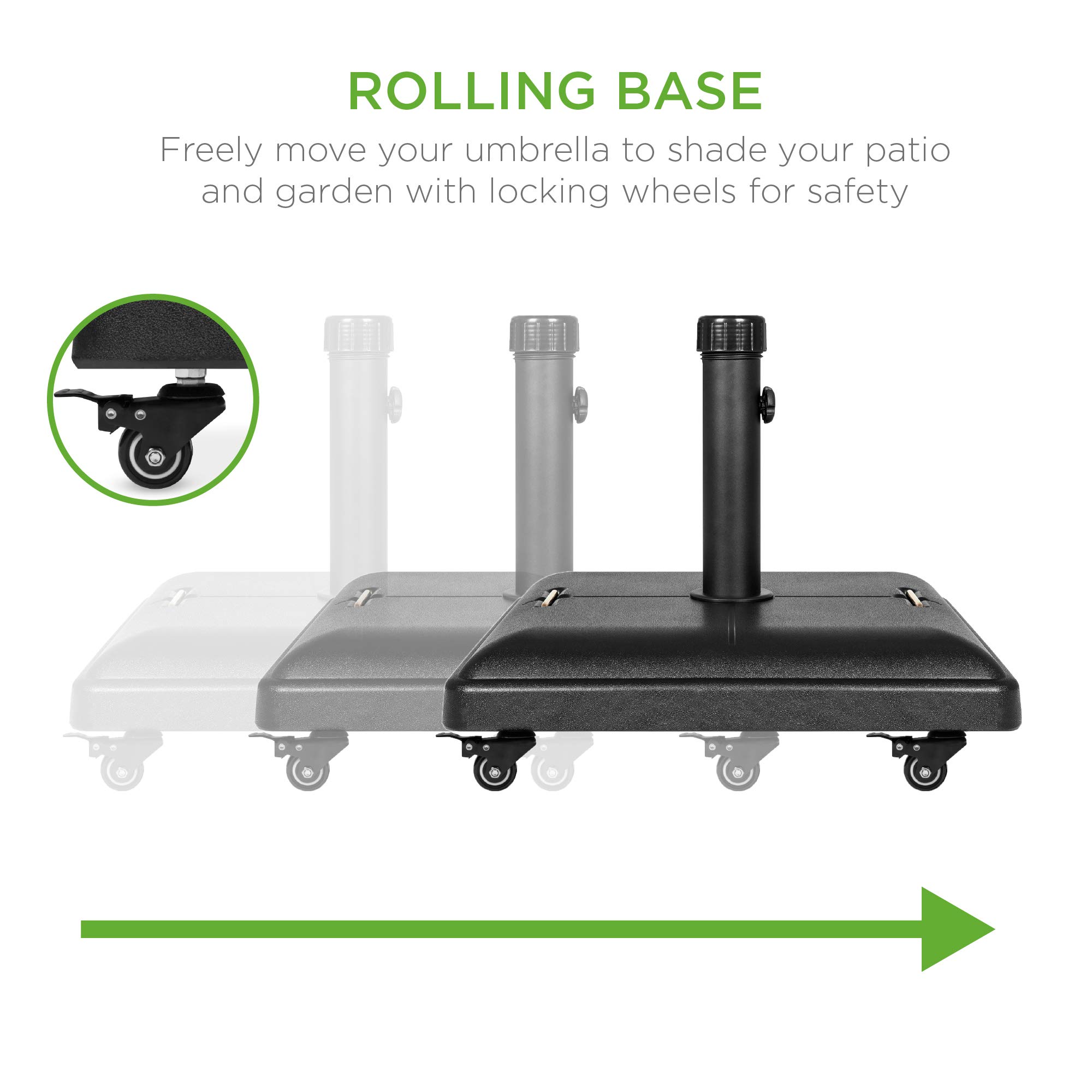 Best Choice Products 81-Pound Heavy Duty Square Concrete Outdoor Patio Umbrella Base Stand with Locking Wheels & Handles - Perfect for Poolside, Backyard, Deck, and Garden Use