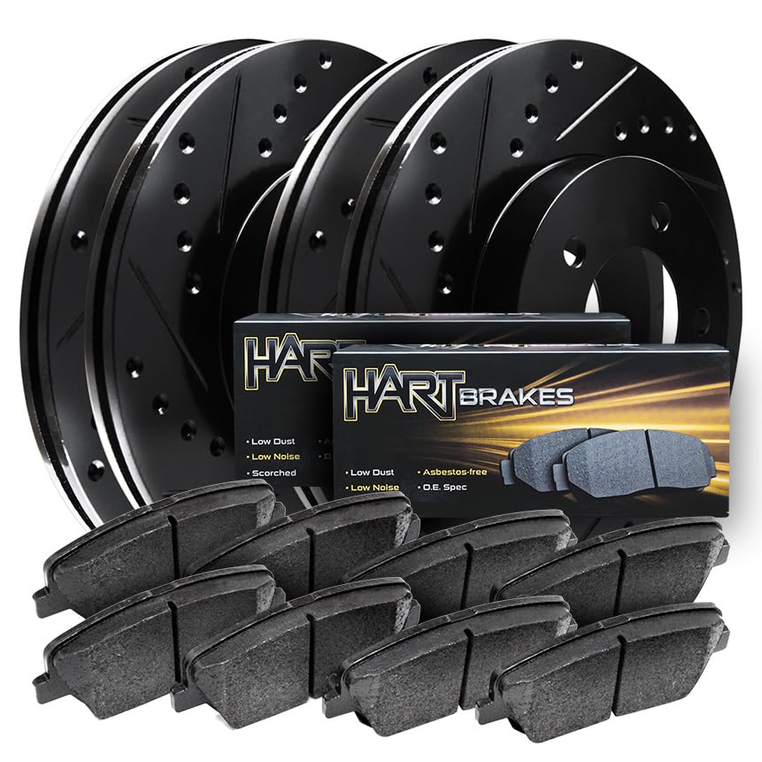 Hart BHCC.33168.02 Front & Rear Brake Kit - Ceramic Brake Pads & Rotors Set for Smooth Stopping | Perfect for Daily Commuting, Highway Driving & Performance Vehicles