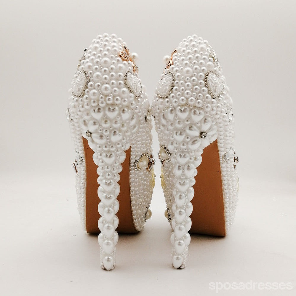 14CM Round Toe Viscose Low Top Retro Pearl Banquet Stiletto Heel Solid Color Women's Shoes - Perfect for Evening Parties, Weddings & Special Occasions
