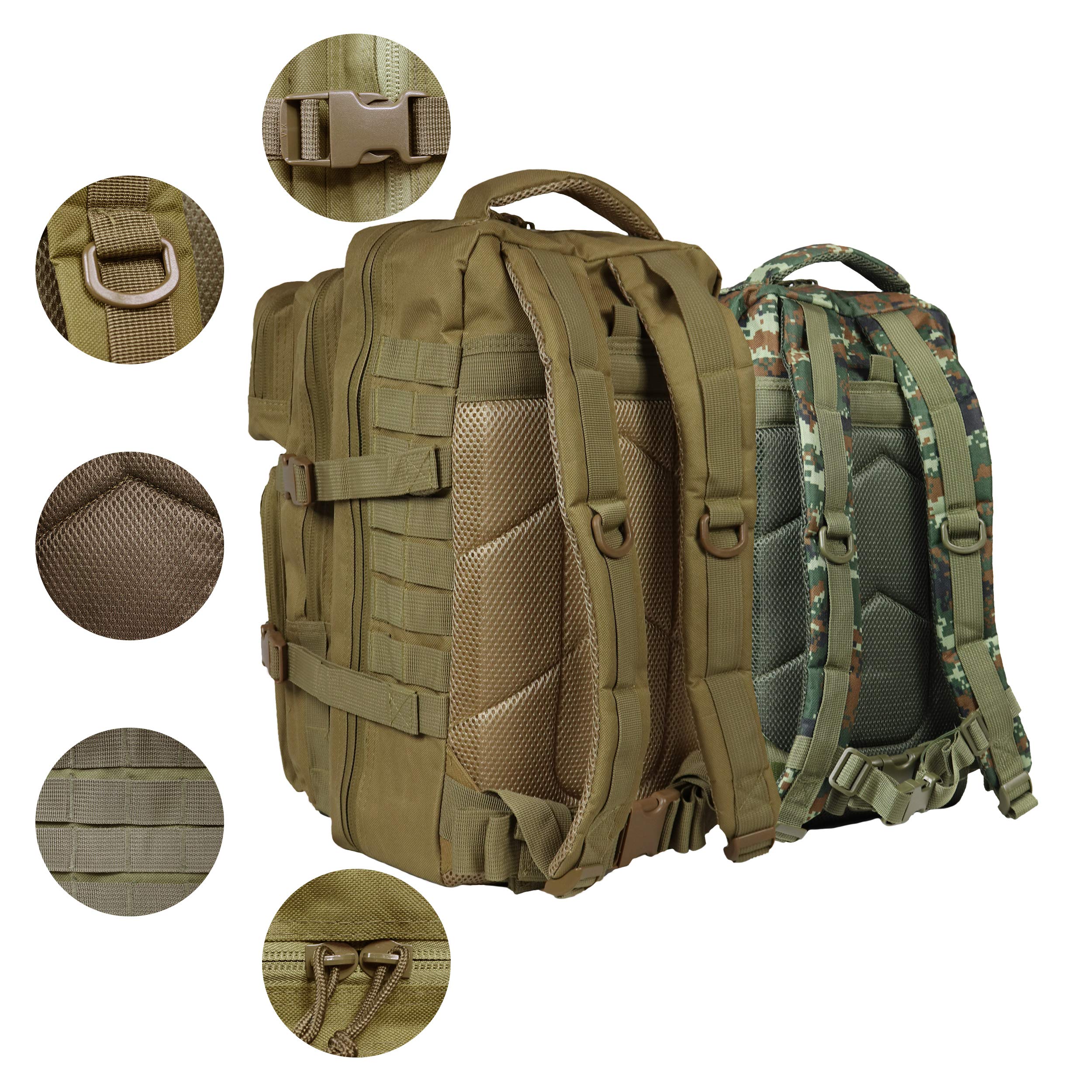 OSAGE RIVER Fishing Tackle Backpack with Rod Holder - Large Waterproof Fishing Gear Bag for Tackle Trays & Boxes - Ideal for Bass Fishing, Camping, Travel & Hunting (Khaki) - Perfect for Outdoor Adventures & Fishing Trips