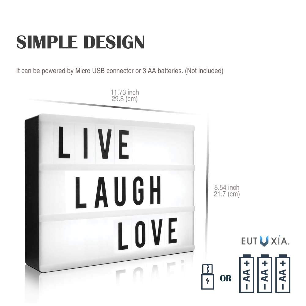 Eutuxia A4 LED Light Box with Customizable Letters - Cinematic Marquee Sign for Home Decor, Room Lighting, and Personalized Gifts | Perfect for Bedrooms, Weddings, and Photo Backdrops