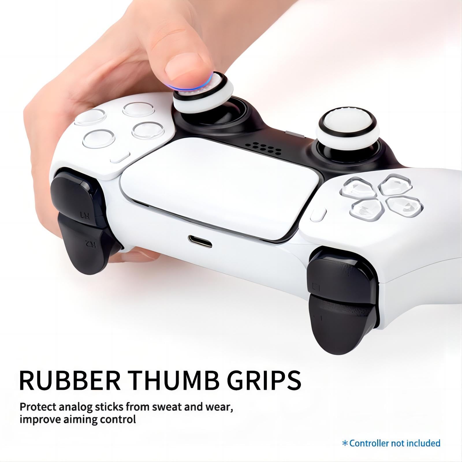 PS5 Controller Gaming Kit - Anti-Sweat Silicone Grips, Joystick Caps & Precision Rings for Playstation 5 - White | Enhanced Gaming Comfort