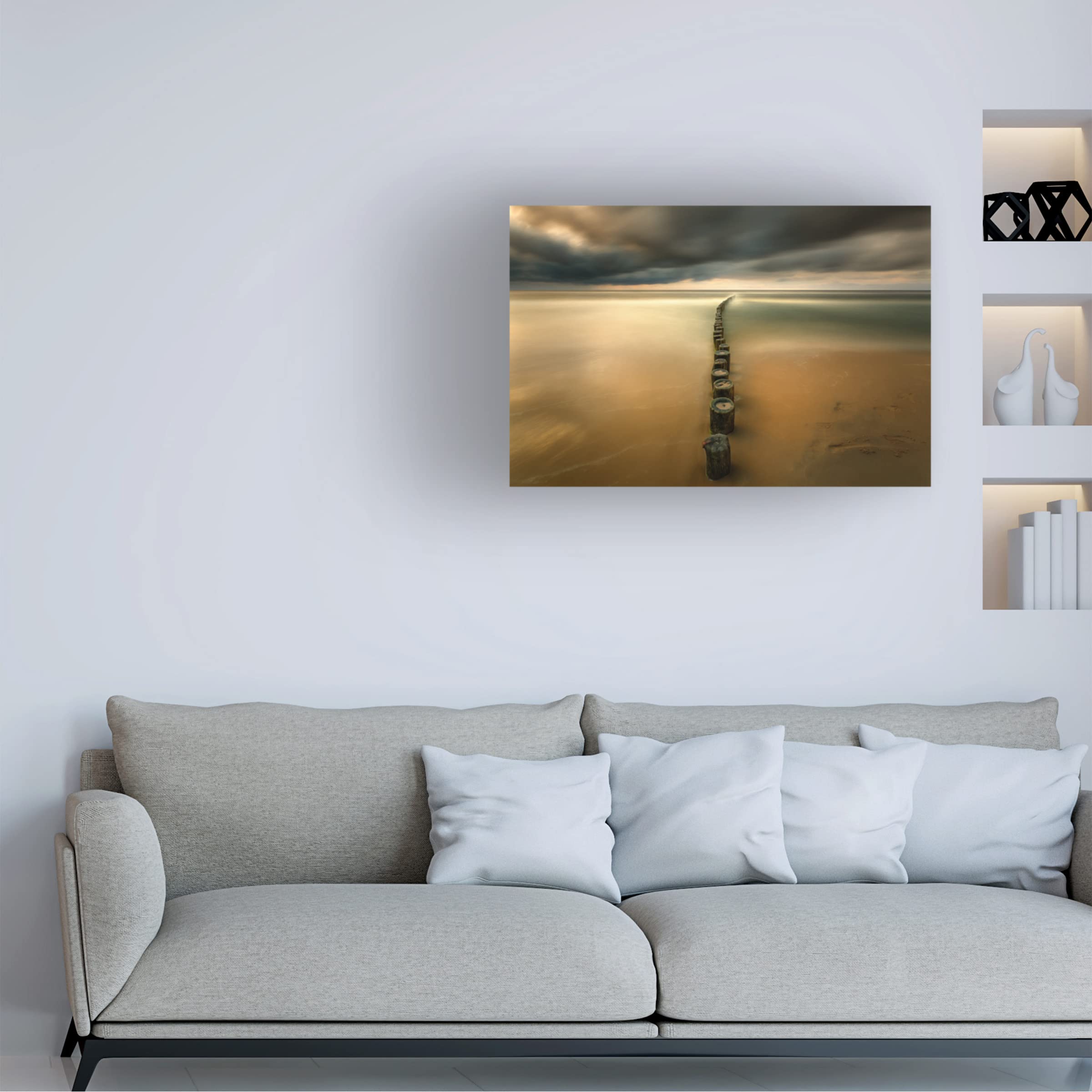 Trademark Fine Art 'Line' Canvas Art by Krzysztof Browko - Modern Abstract Wall Decor for Living Room, Bedroom & Office - Perfect for Home & Office Decor
