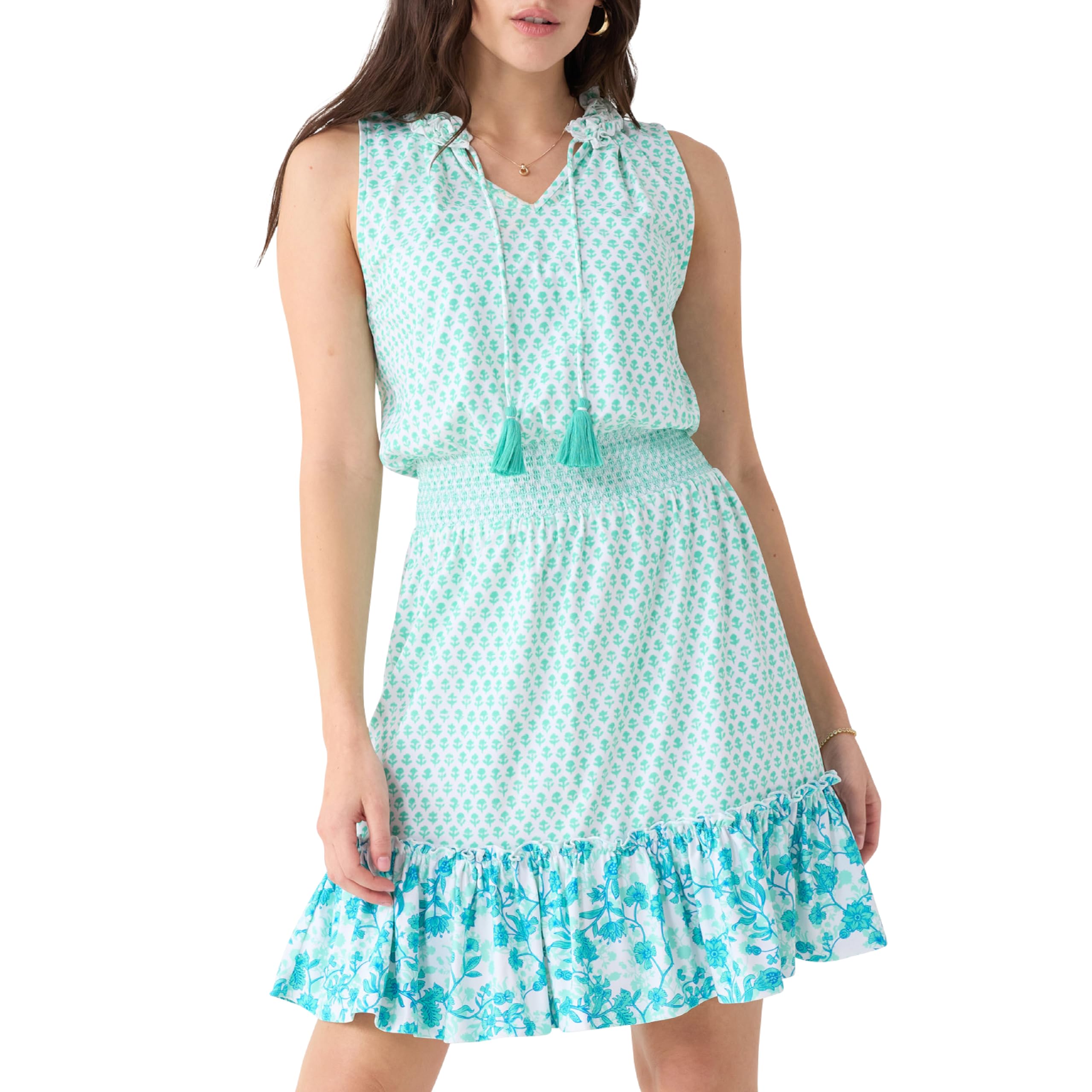 Cabana Life Women's SPF 50+ Sun Protective Smocked Waist Sundress - UPF 50+ Nylon/Spandex Beach Cover-Up Dress for Summer Vacation, Pool Party & Outdoor Activities