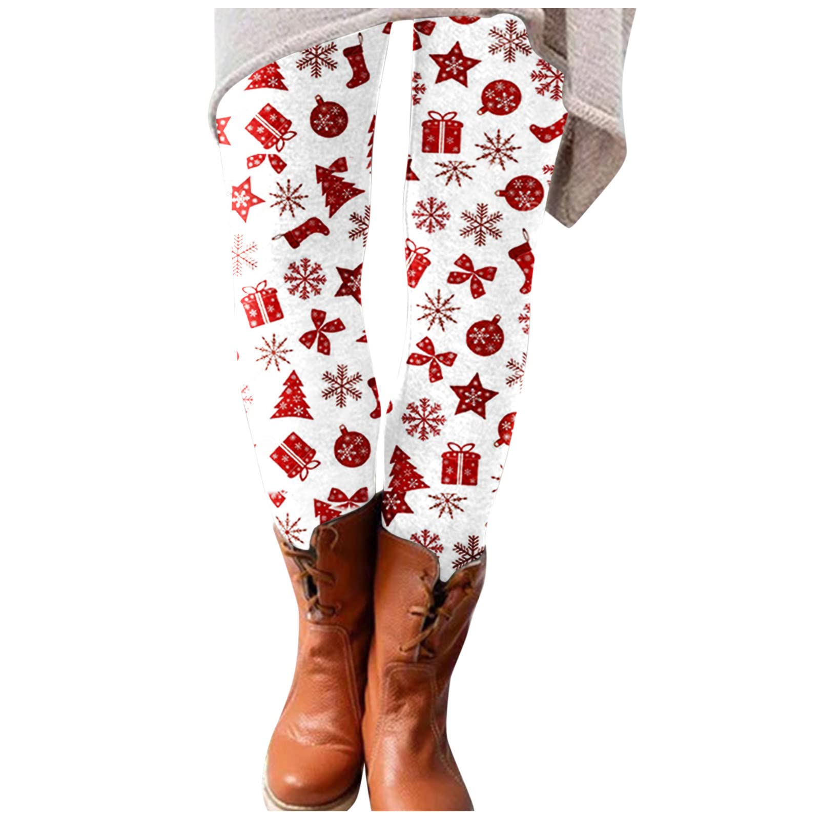 Women's Printed Elastic Slim Leggings - Christmas Long Boot Pants, Casual Black Leopard Design, Plus Size | Perfect for Holiday Parties, Winter Fashion & Everyday Wear