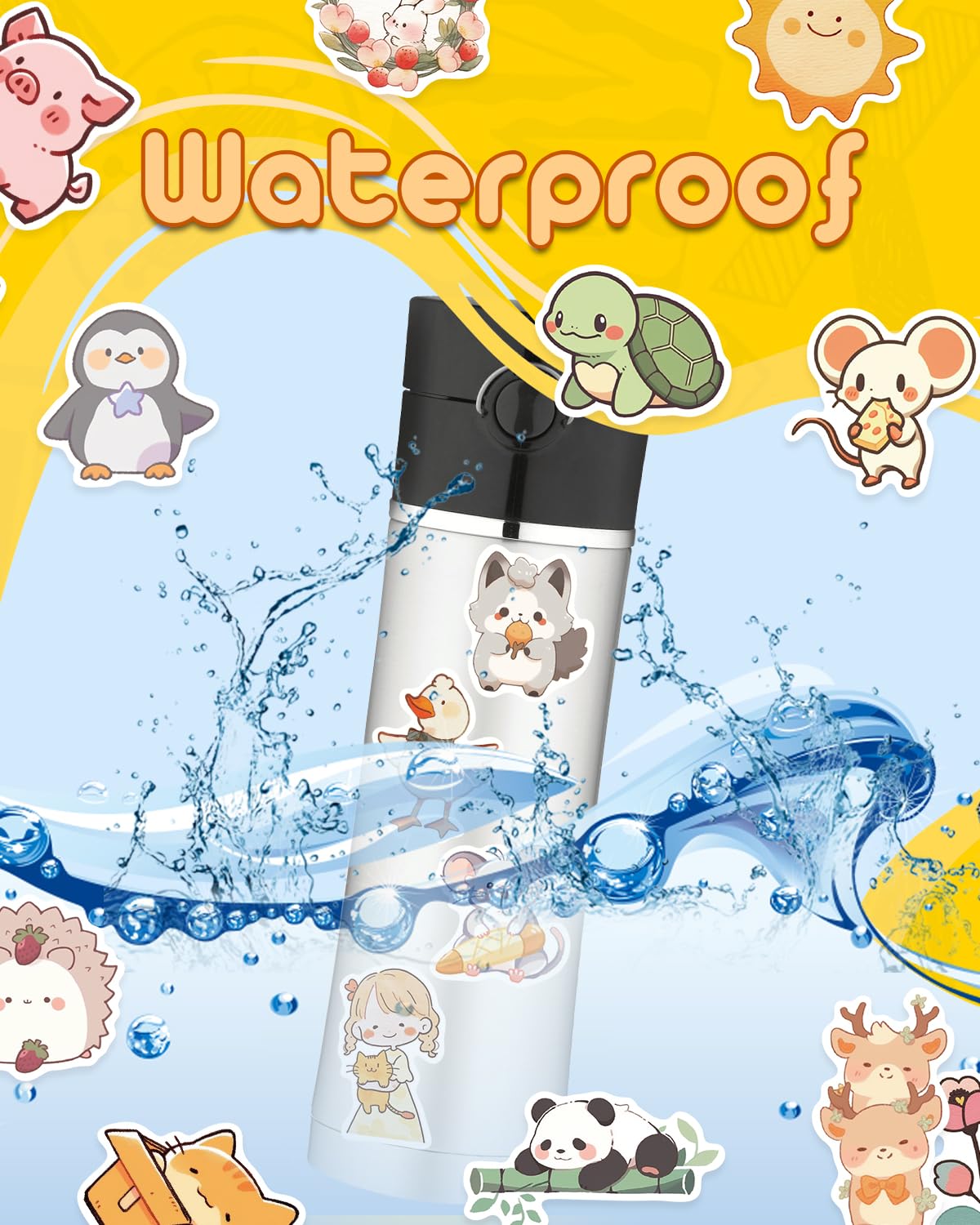 100 Pcs Cute Animal Stickers for Kids - Waterproof Vinyl Decals for Water Bottles, Laptops, Notebooks - Perfect for Classroom Rewards, Birthday Party Favors & Kids Gifts - Fun DIY Decor for School Supplies & Kids' Rooms