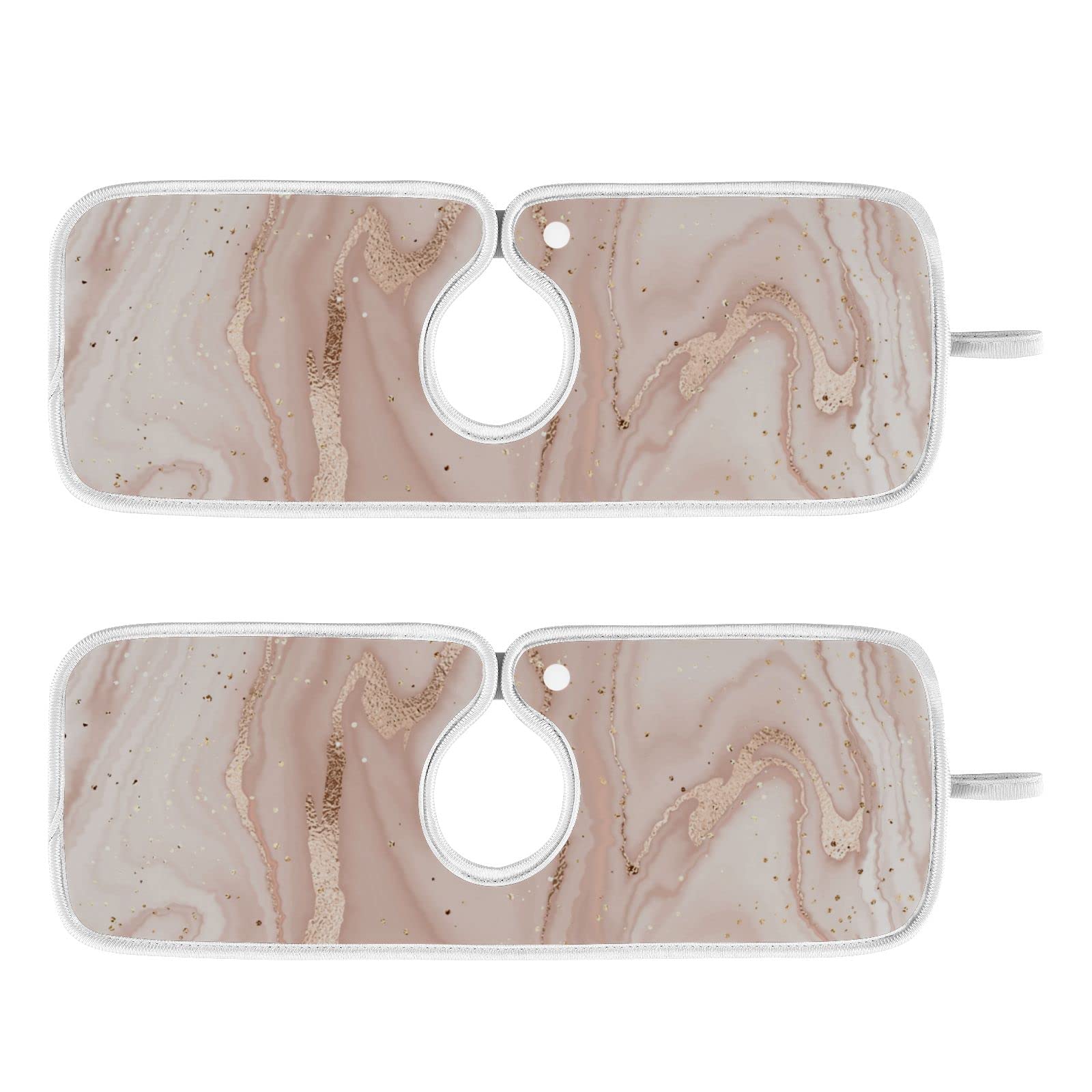 Pink Marble Faucet Mat 2 Pack - Absorbent Sink Splash Guard for Kitchen & Bathroom - 23x5 Inch Washable Drying Mat