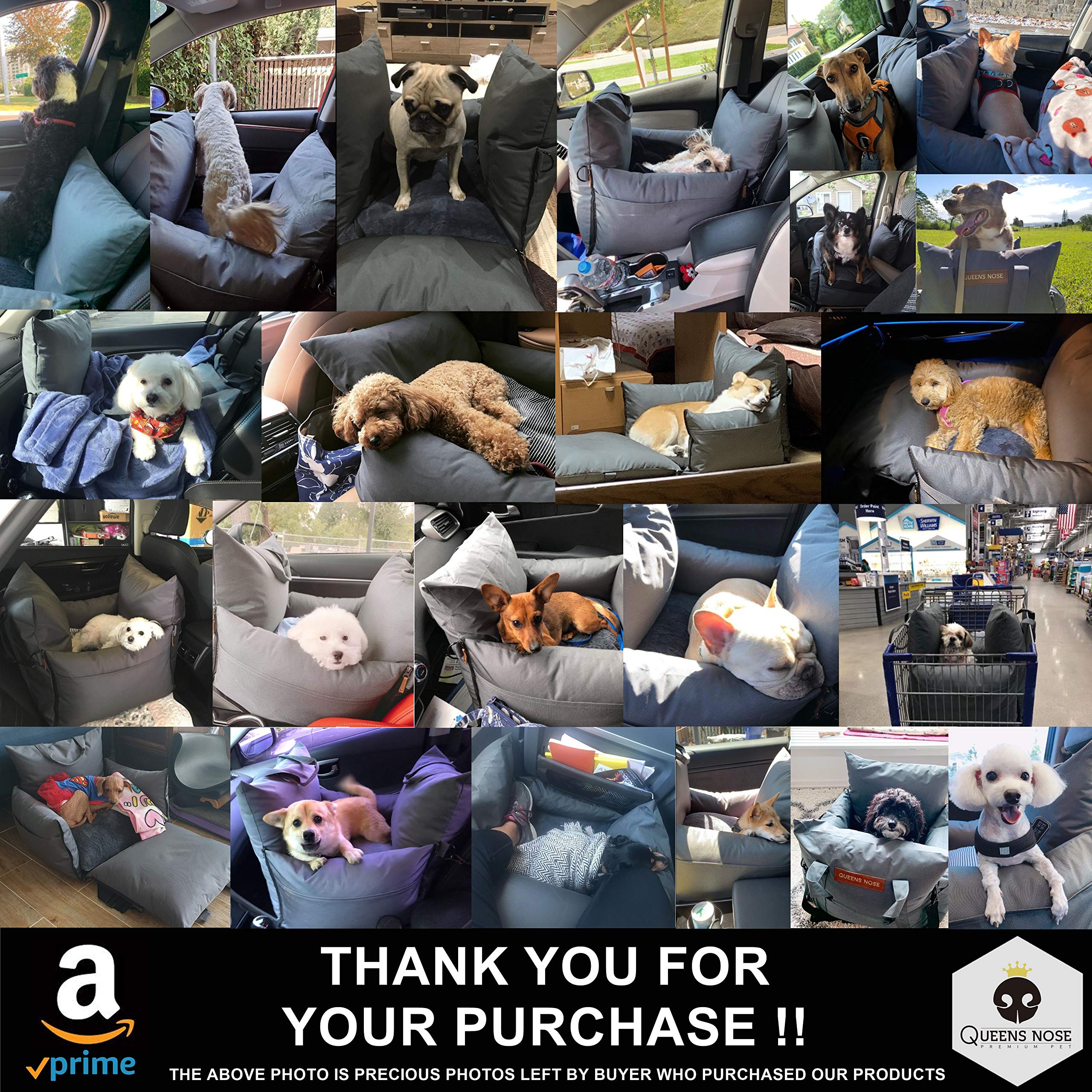 Premium Dog Car Seat Booster with Front & Back Protection - Adjustable Safety Leash & Carry Handles for Small & Medium Dogs - Perfect for Road Trips & Daily Commutes