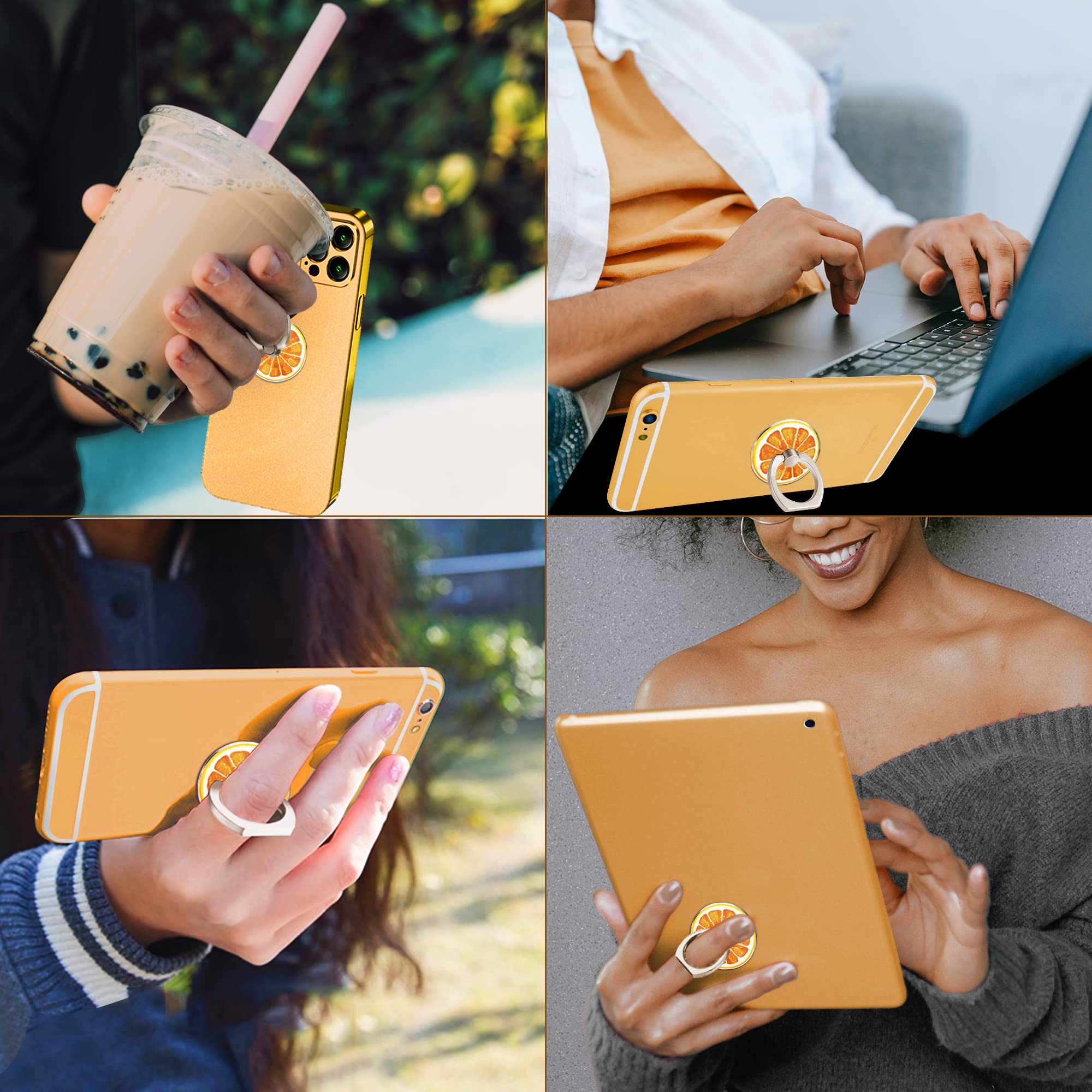 Fruit Orange Phone Holder Ring Grip - Adjustable Finger Ring Stand for Cell Phones & Tablets | Perfect for Hands-Free Viewing, Gaming, and Video Calls