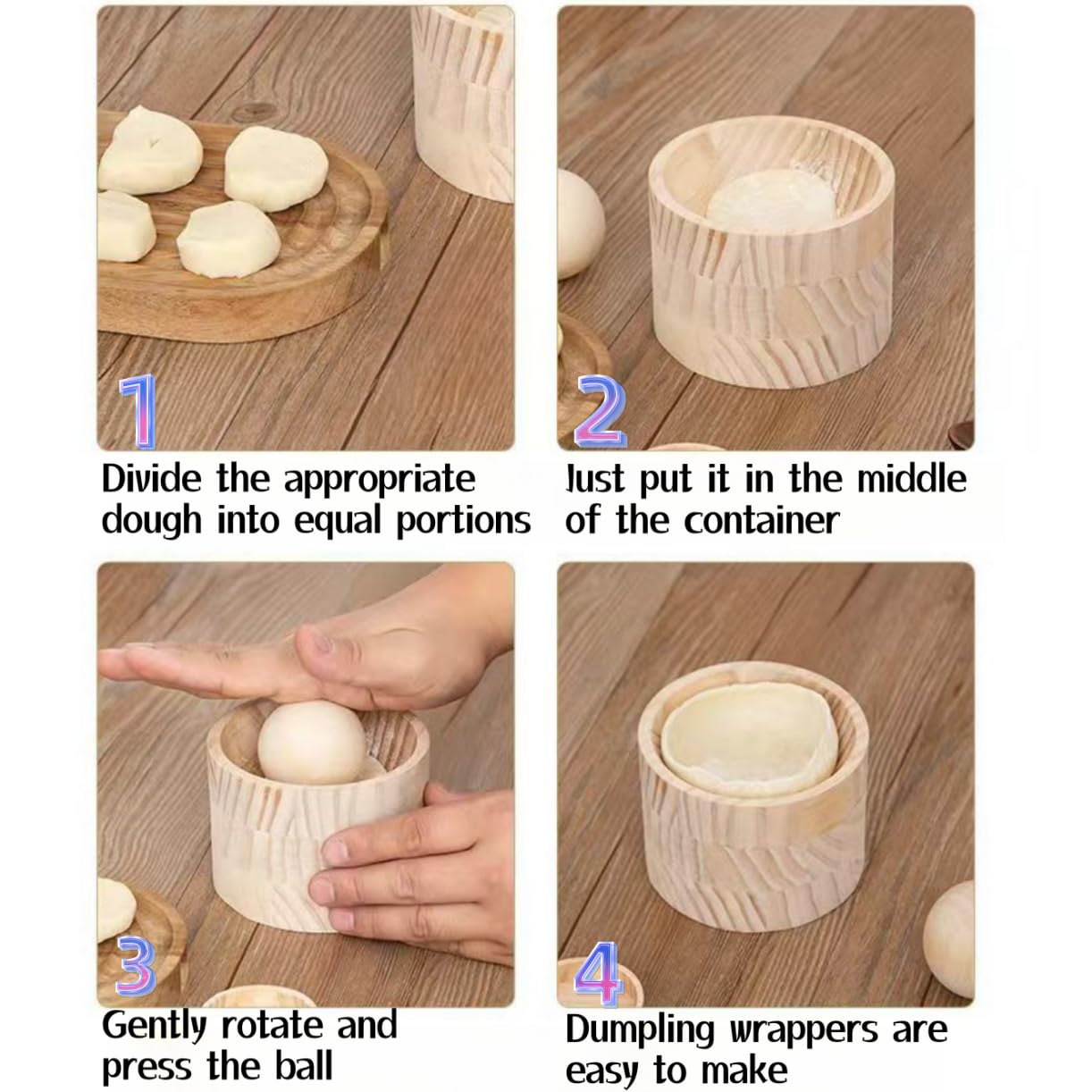 Wooden Dumpling Press Tool - Dough Presser for Dumplings, Empanadas & Pastries | Easy to Use Handheld Dumpling Maker for Homemade Asian & Latin Cuisine | Perfect for Family Cooking & Restaurant Use