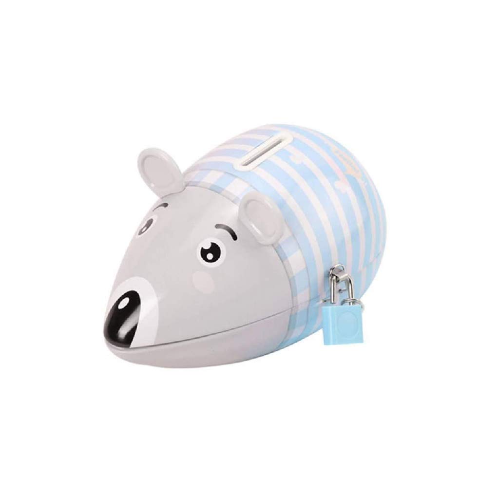 Cute Mouse Coin Bank - Handmade Metal Piggy Bank for Kids & Adults | Creative Animal Money Saving Box | Home Decor & Gift Idea (Blue) | Perfect for Birthday, Christmas & Savings Goals