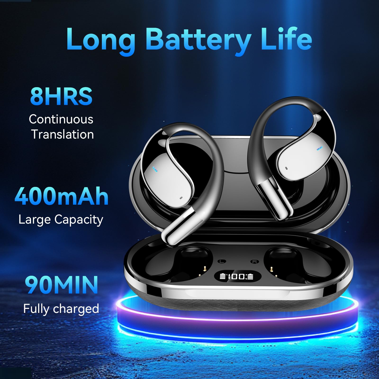 3-in-1 AI Translator Earbuds with Real-Time 150 Language Translation - Wireless Bluetooth Earbuds for iOS & Android - Perfect for Travel, Business Meetings & Language Learning