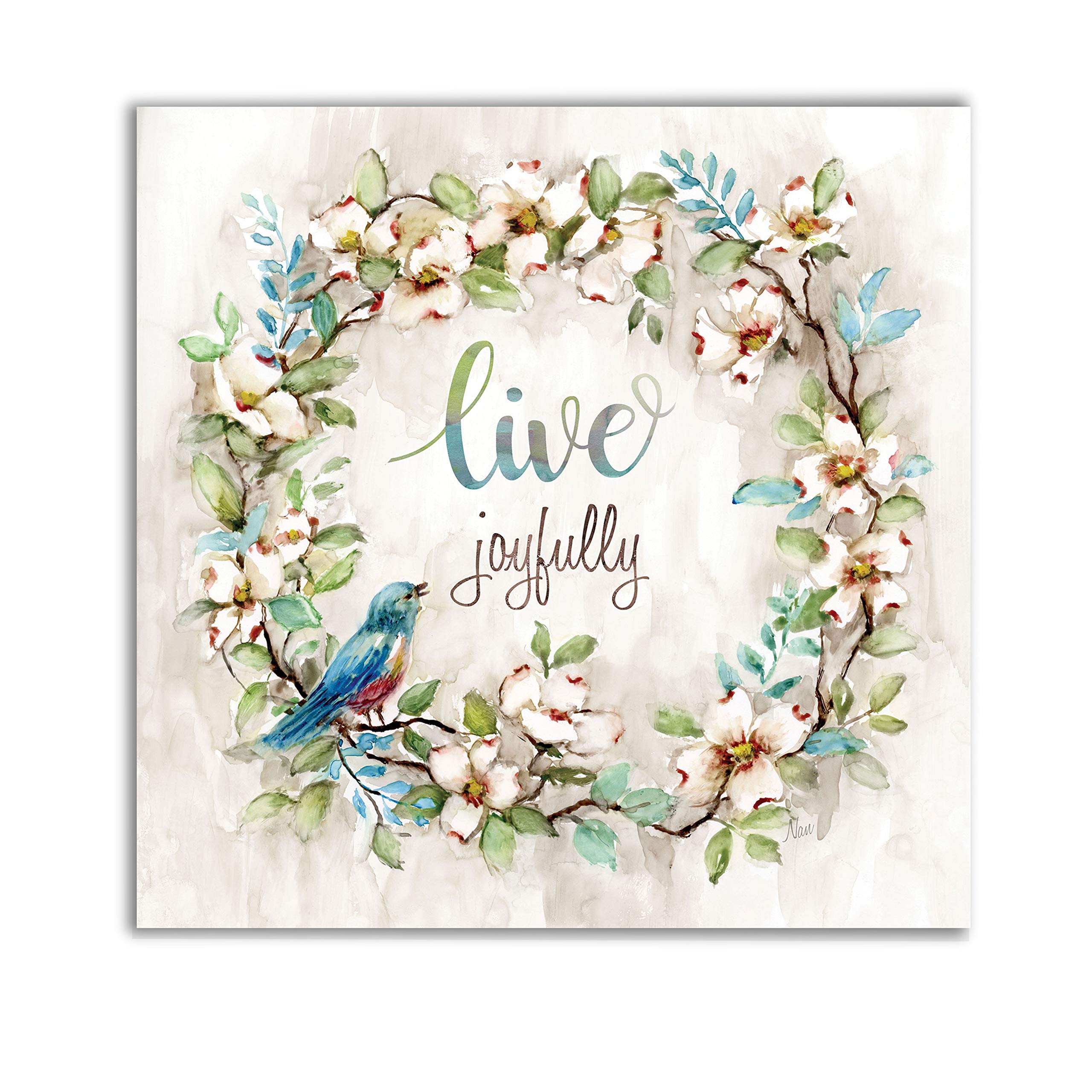 Wexford Home Live Joyfully Gallery Wrapped Canvas Wall Art - Modern Home Decor for Living Room, Bedroom & Office - Ready to Hang Framed Painting