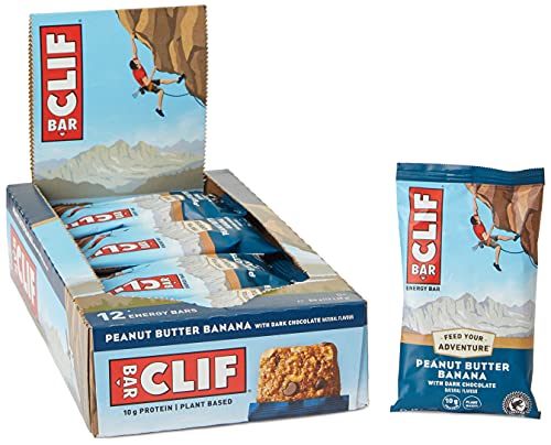 CLIF Bar Energy Bars - 12 Pack (68g Each) Peanut Butter Banana with Dark Chocolate - High Protein Snacks for Hiking, Camping & Workouts