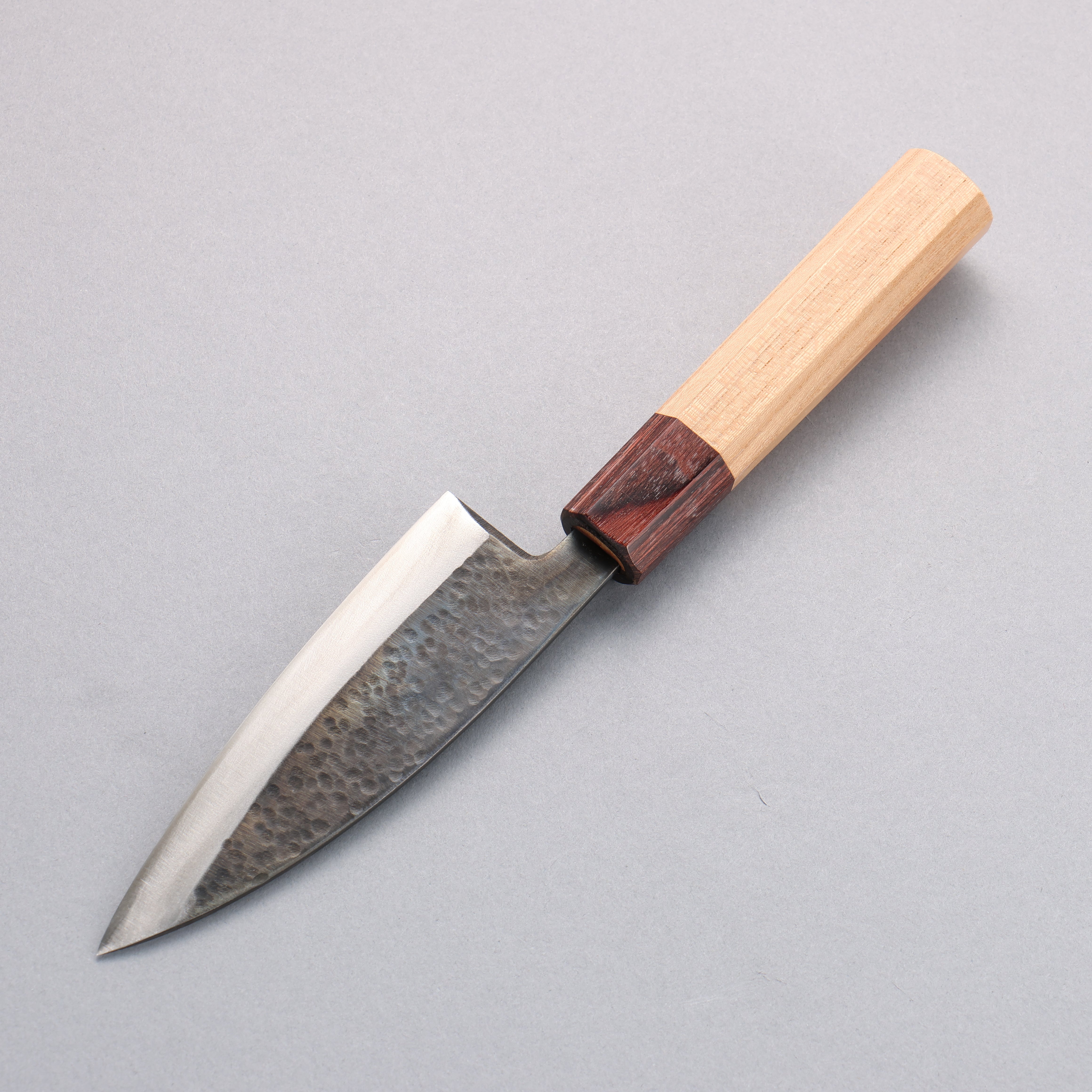 Premium Japanese Blue Steel No.2 Hammered Black Deba Knife 120mm - Handcrafted with Keyaki (Japanese Elm) Handle - Perfect for Sushi, Fish Filleting & Professional Kitchen Use