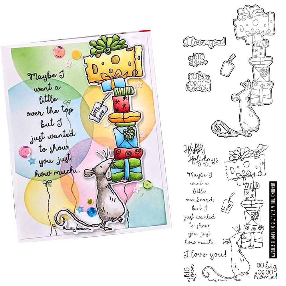 Happy Birthday Silicone Stamps & Metal Dies Set for DIY Card Making, Scrapbooking, Paper Crafts - Transparent Stamps with Wishing Phrases for Greeting Cards, Invitations, Gift Tags