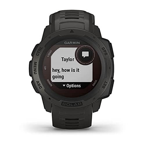 Garmin Instinct Solar - Rugged Outdoor Smartwatch with Solar Charging, Built-in Sports Apps & Health Monitoring - Graphite (Renewed) - Perfect for Hiking, Running, Camping & Adventure Activities