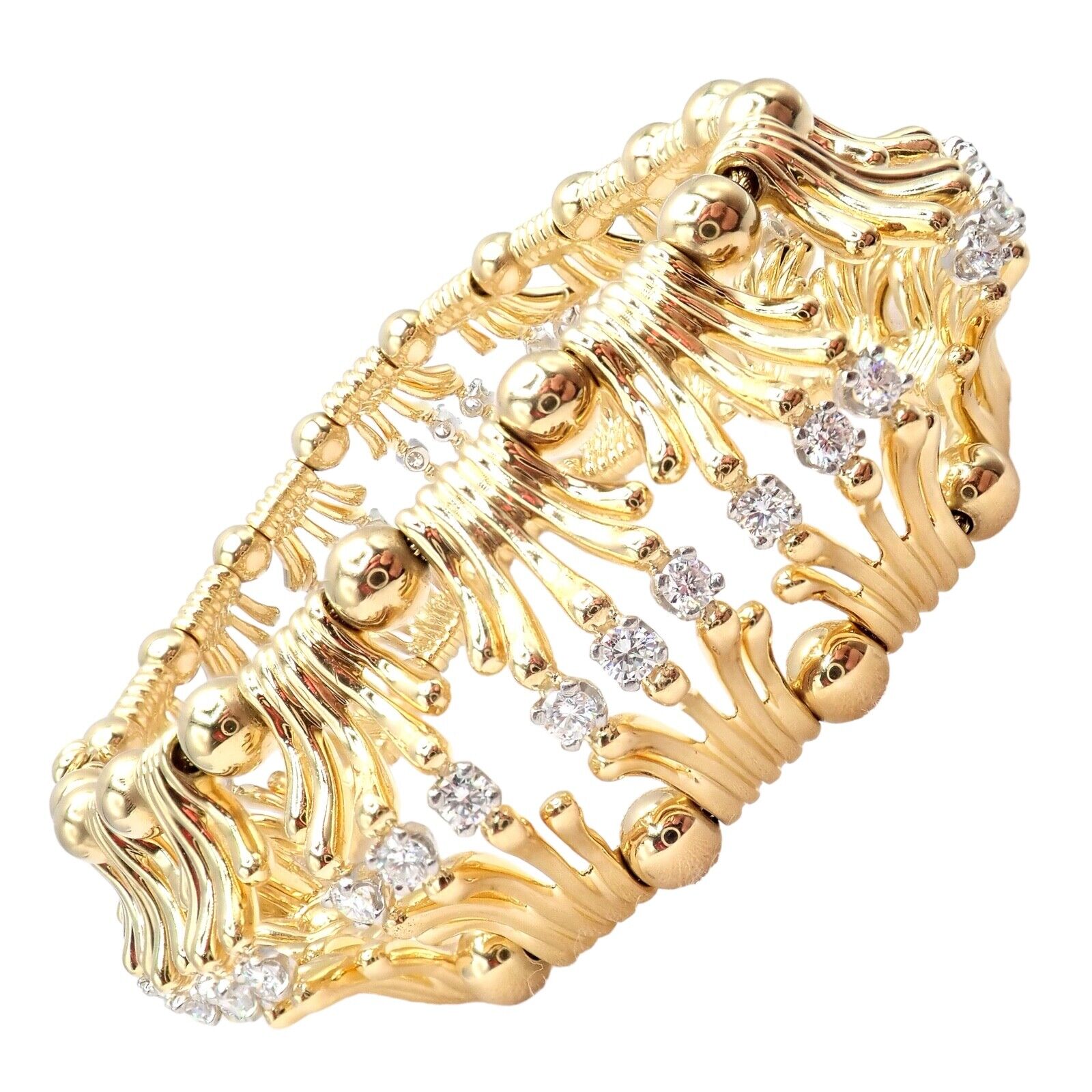 Tiffany & Co Jean Schlumberger 18k Yellow Gold Platinum Diamond Bracelet for Women - Luxury Diamond Tennis Bracelet for Gifts, Anniversaries & Special Occasions