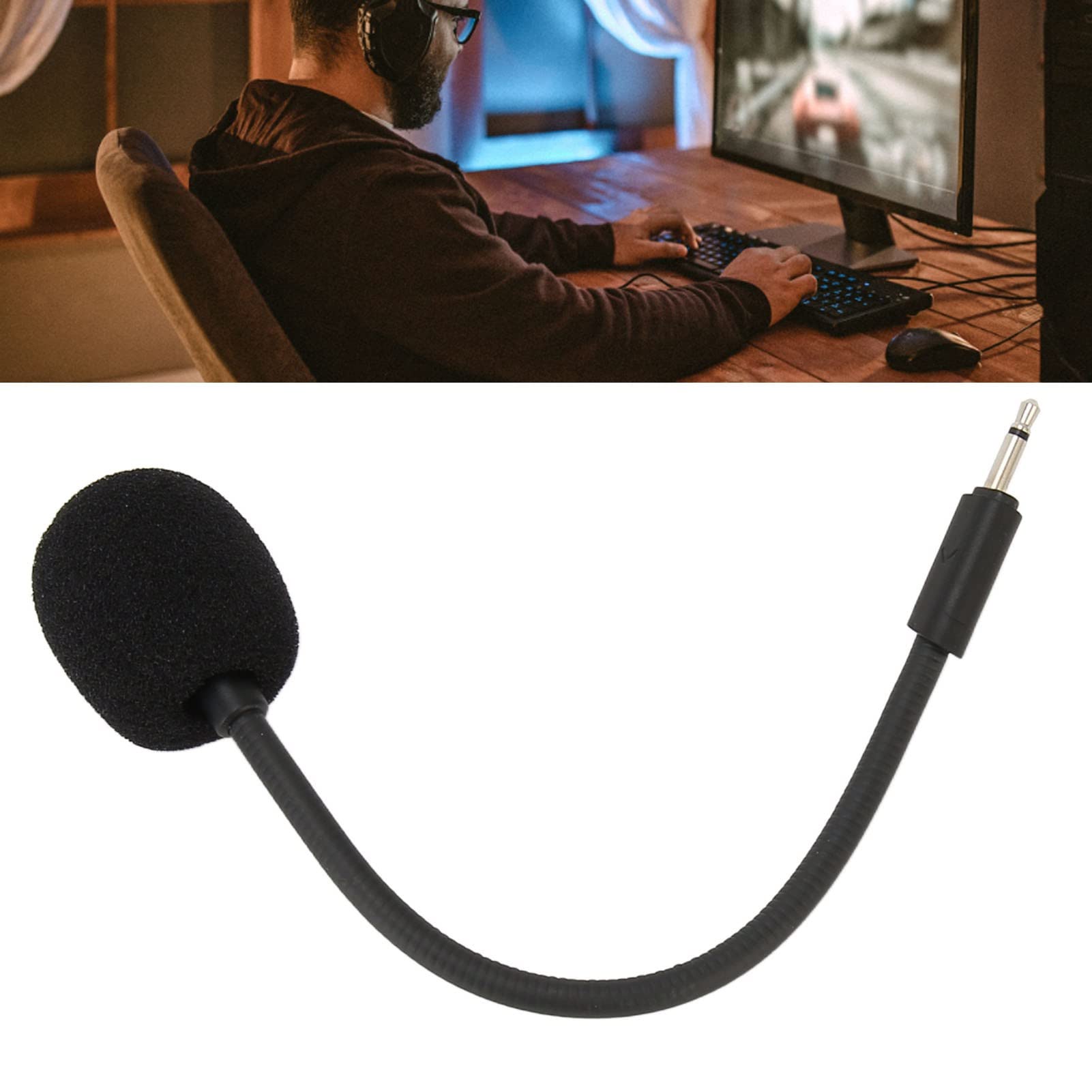 Detachable 2.5mm Noise Cancelling Microphone Replacement with Flexible Boom Arm for Quantum 100 Gaming Headset - Perfect for Streaming, Online Gaming & Voice Chat