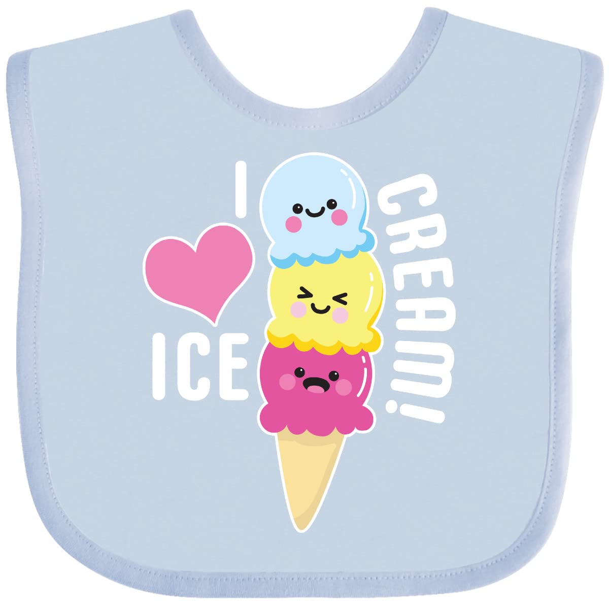 Inktastic I Love Ice Cream Cute Ice Cream Cone Baby Bib - Soft Cotton Drool Bib for Infants, Perfect for Feeding Time & Photo Shoots