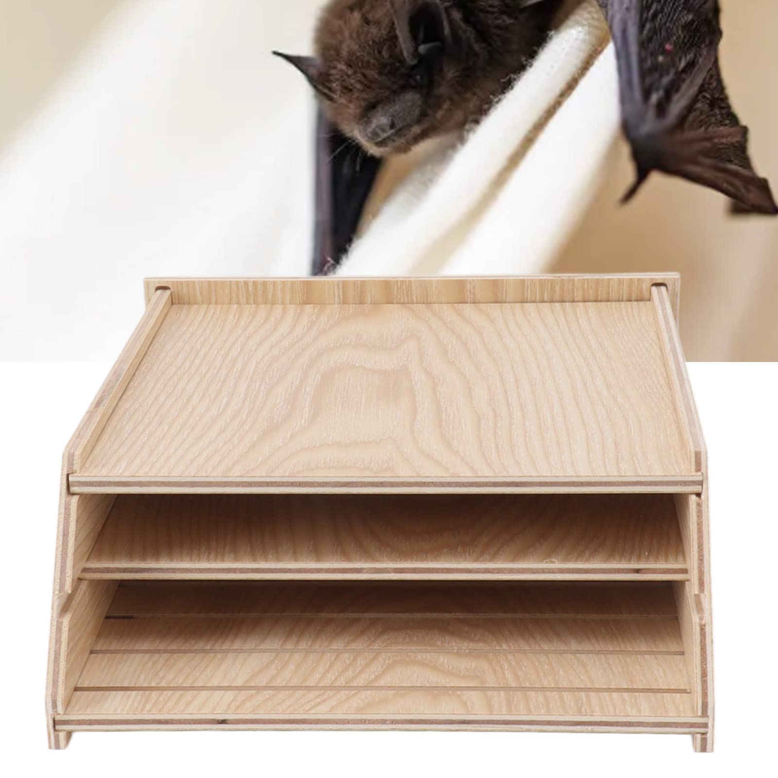 Natural Wooden Bat House for Backyard & Garden - Eco-Friendly Outdoor Bat Box with Anti-Rust Protection - Attract Bats for Natural Pest Control in Your Yard or Garden