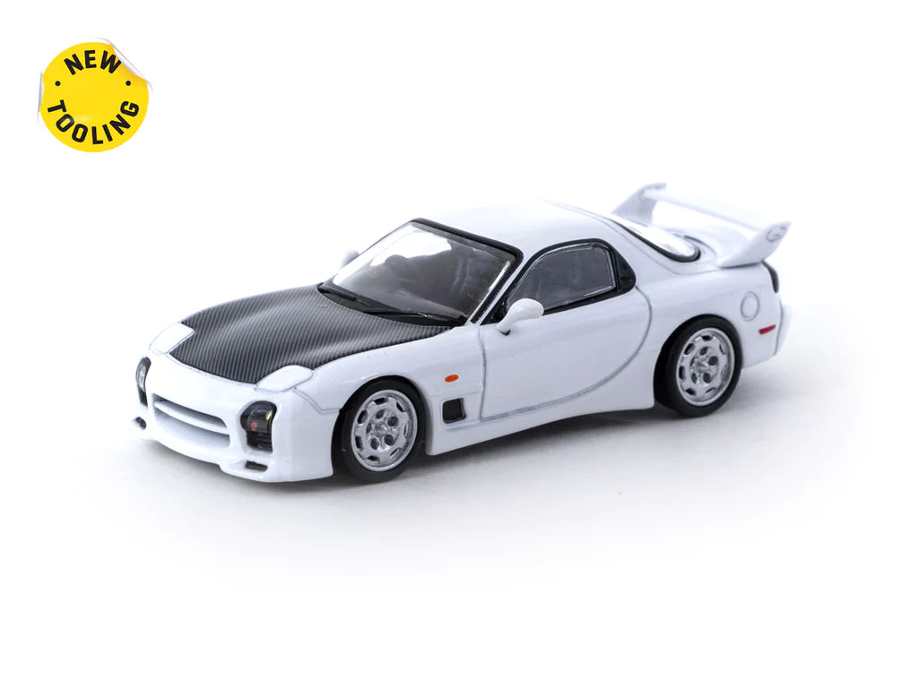 Tarmac Works 1:64 Scale Diecast Mazda RX-7 FD3S Mazdaspeed A-Spec Model Car in Chaste White - Perfect for Collectors, Display, and Racing Enthusiasts