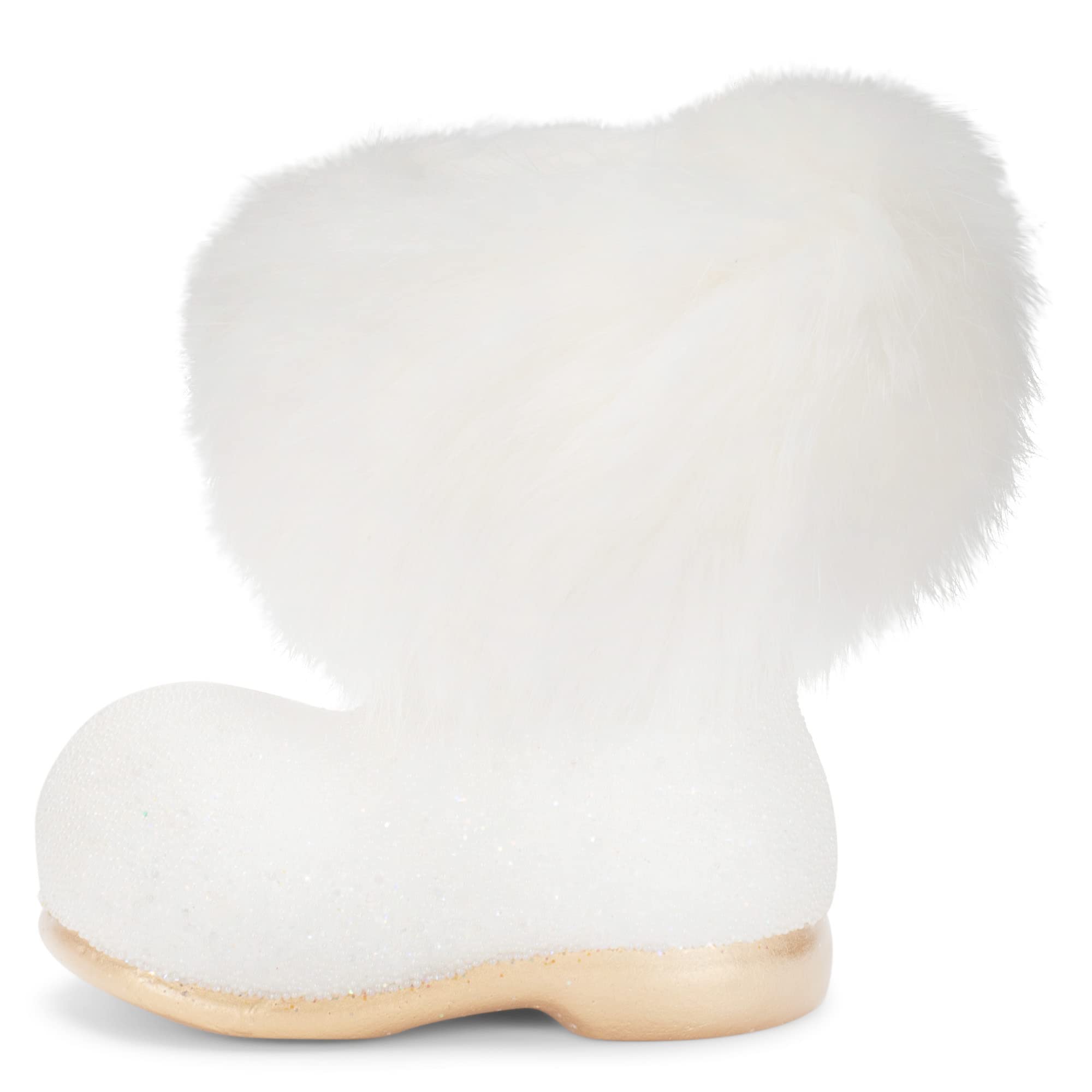 Schaller Paper Mache Small White Beaded Boot Candy Container - Perfect for Party Favors, Wedding Decorations & Holiday Treats (190-13)
