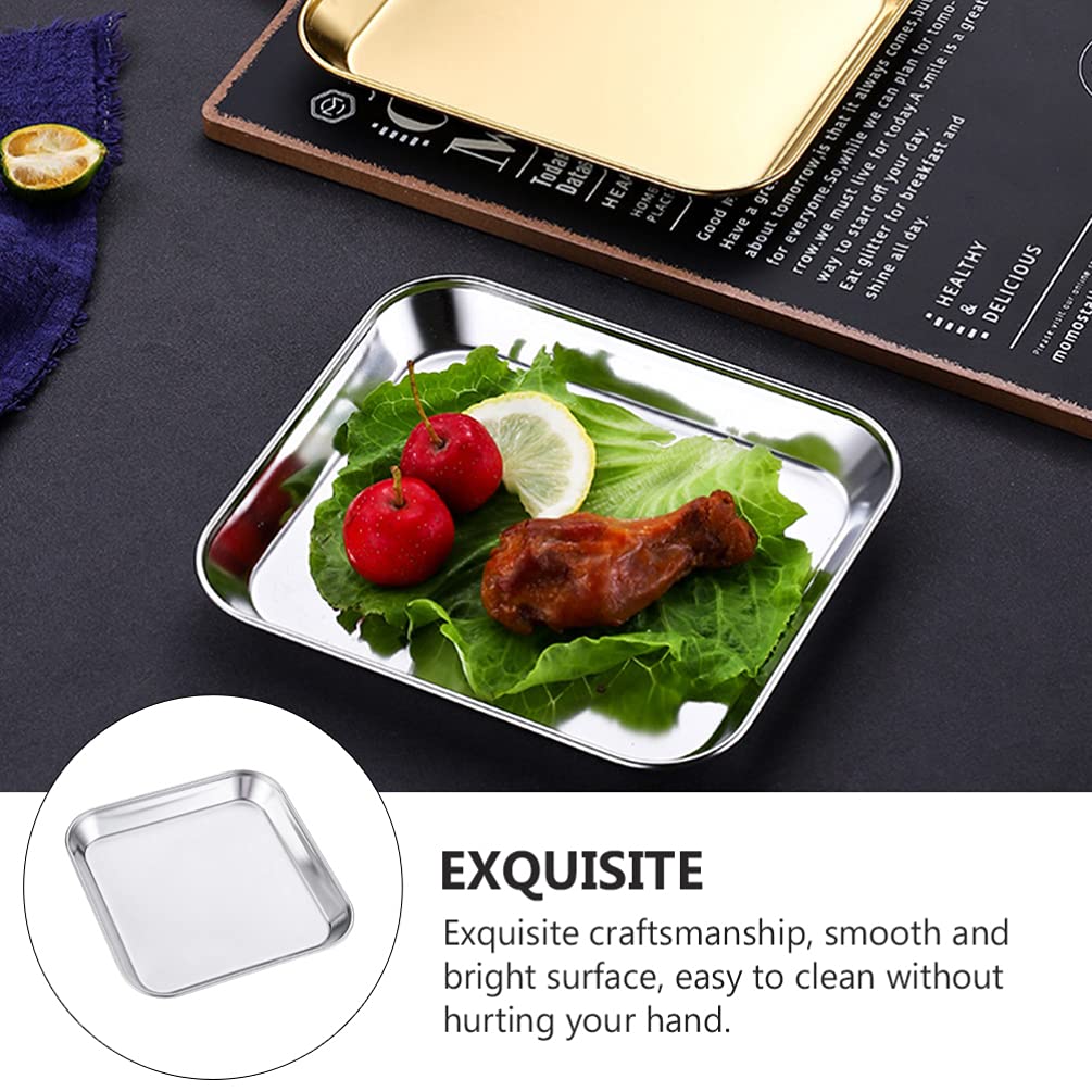 HEMOTON 2-Piece 304 Stainless Steel Serving Platter Set - Pie Plate, Steak Tray, Snack Dish & Bakeware for Camping, Coffee Table, and Kids' Parties | Durable & Elegant Serving Solution