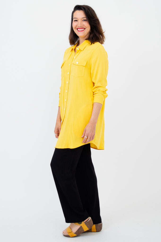 Jules Blouse - Stylish Wallflower Print Linen Bamboo Blend Women's Top for Casual Wear & Summer Outfits